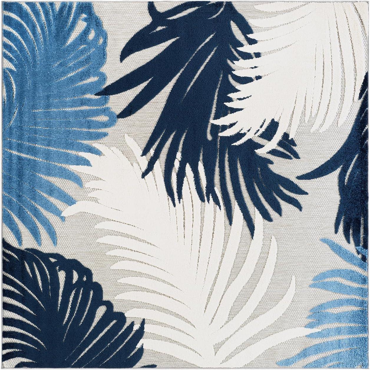 imageRugshop Navy Lucca Contemporary Floral IndoorOutdoor Area Rug Durable Polypropylene Weather Resistant Easy to Clean Perfect for Patio Backyard Deck and Outdoor Lounge 5 x 7Navy