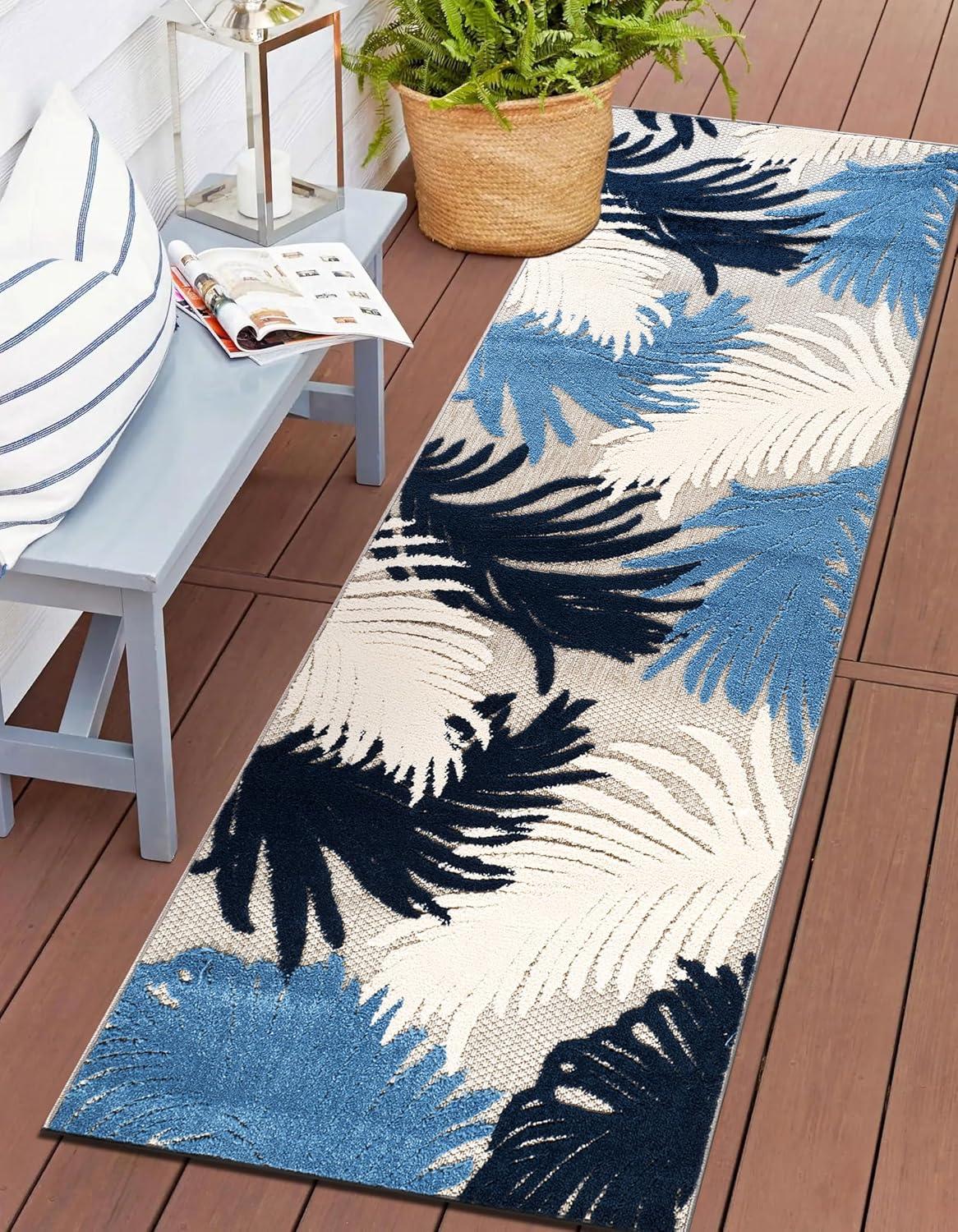 imageRugshop Navy Lucca Contemporary Floral IndoorOutdoor Area Rug Durable Polypropylene Weather Resistant Easy to Clean Perfect for Patio Backyard Deck and Outdoor Lounge 5 x 7Navy