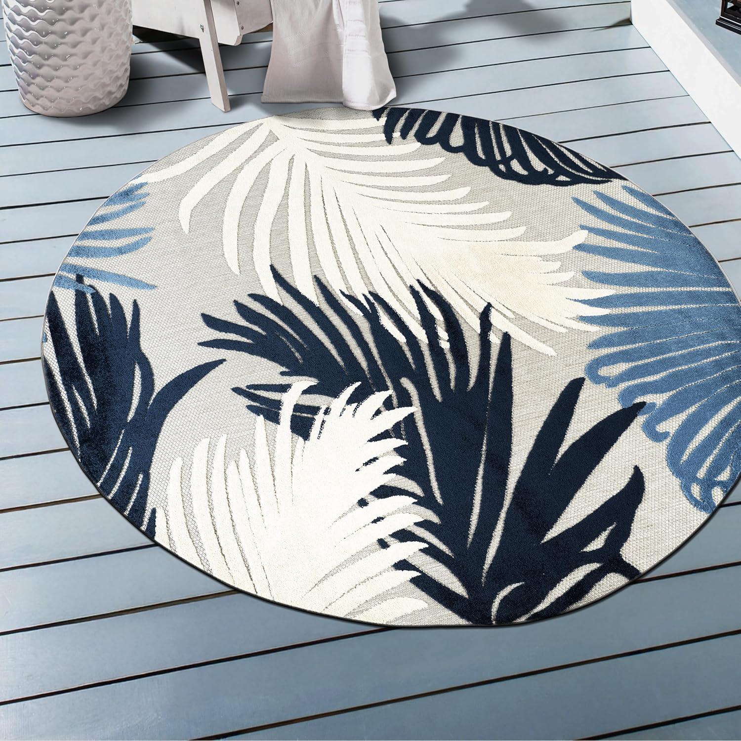imageRugshop Navy Lucca Contemporary Floral IndoorOutdoor Area Rug Durable Polypropylene Weather Resistant Easy to Clean Perfect for Patio Backyard Deck and Outdoor Lounge 5 x 7Navy