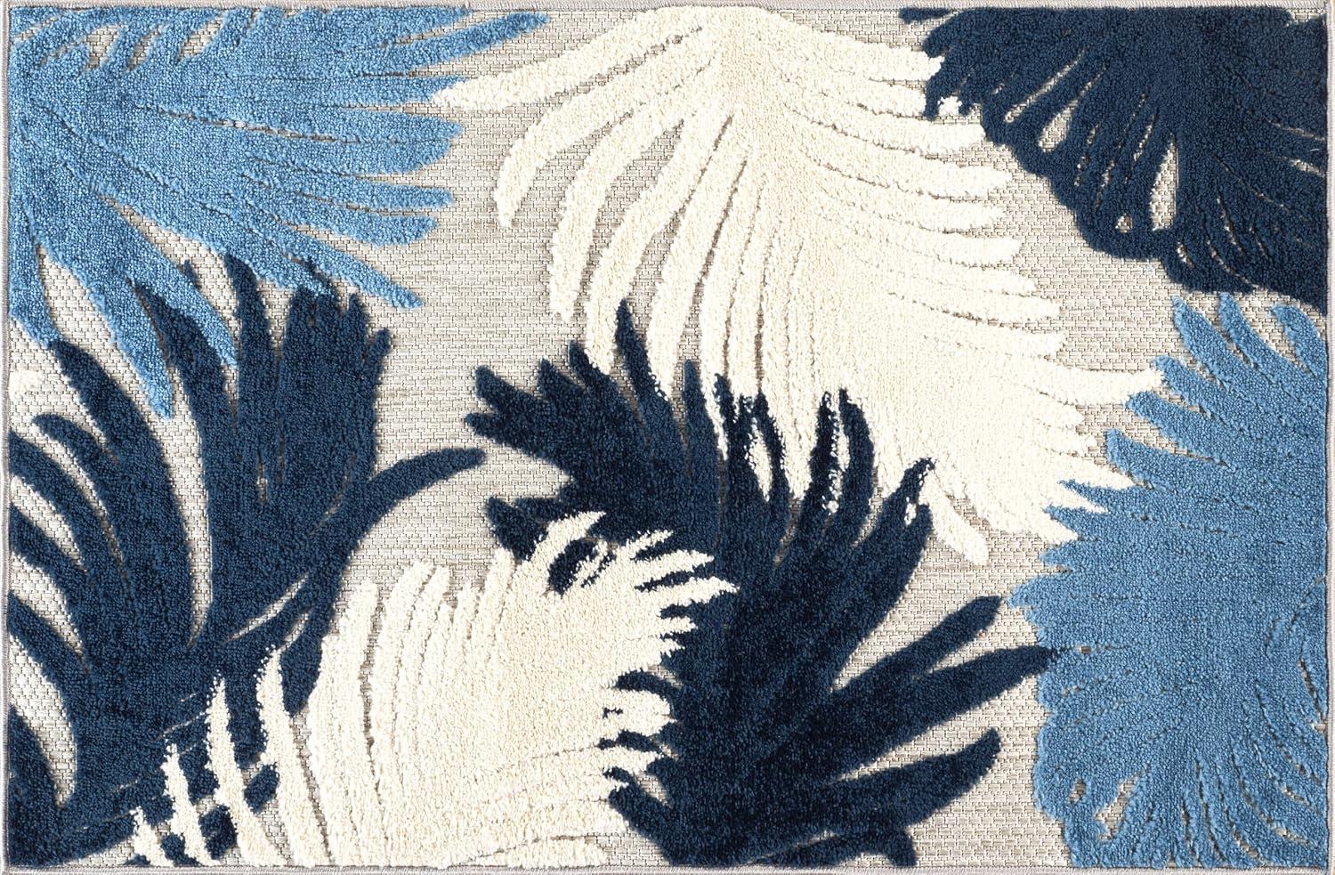 imageRugshop Navy Lucca Contemporary Floral IndoorOutdoor Area Rug Durable Polypropylene Weather Resistant Easy to Clean Perfect for Patio Backyard Deck and Outdoor Lounge 5 x 7Navy