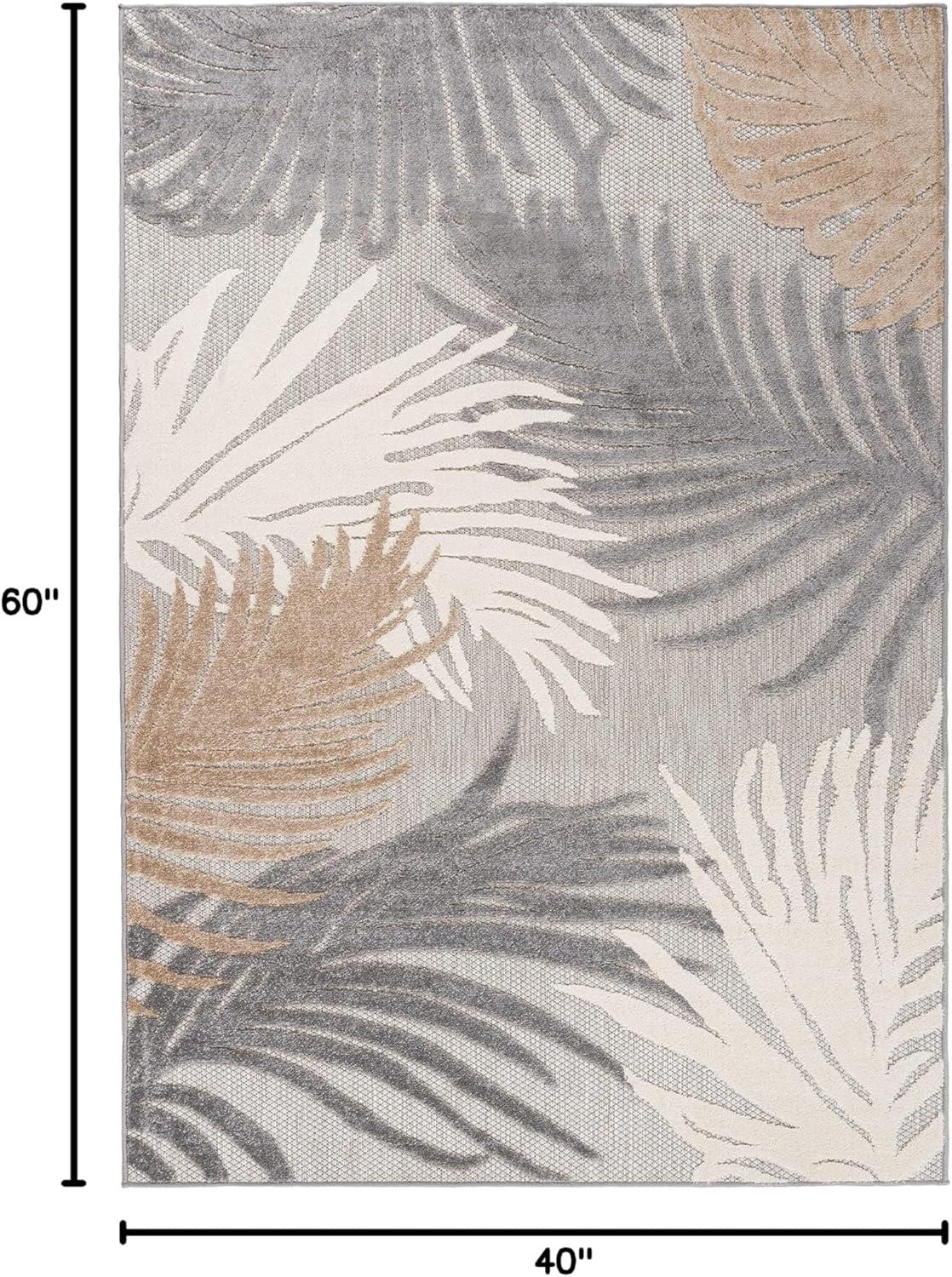 imageRugshop Navy Lucca Contemporary Floral IndoorOutdoor Area Rug Durable Polypropylene Weather Resistant Easy to Clean Perfect for Patio Backyard Deck and Outdoor Lounge 5 x 7Grey