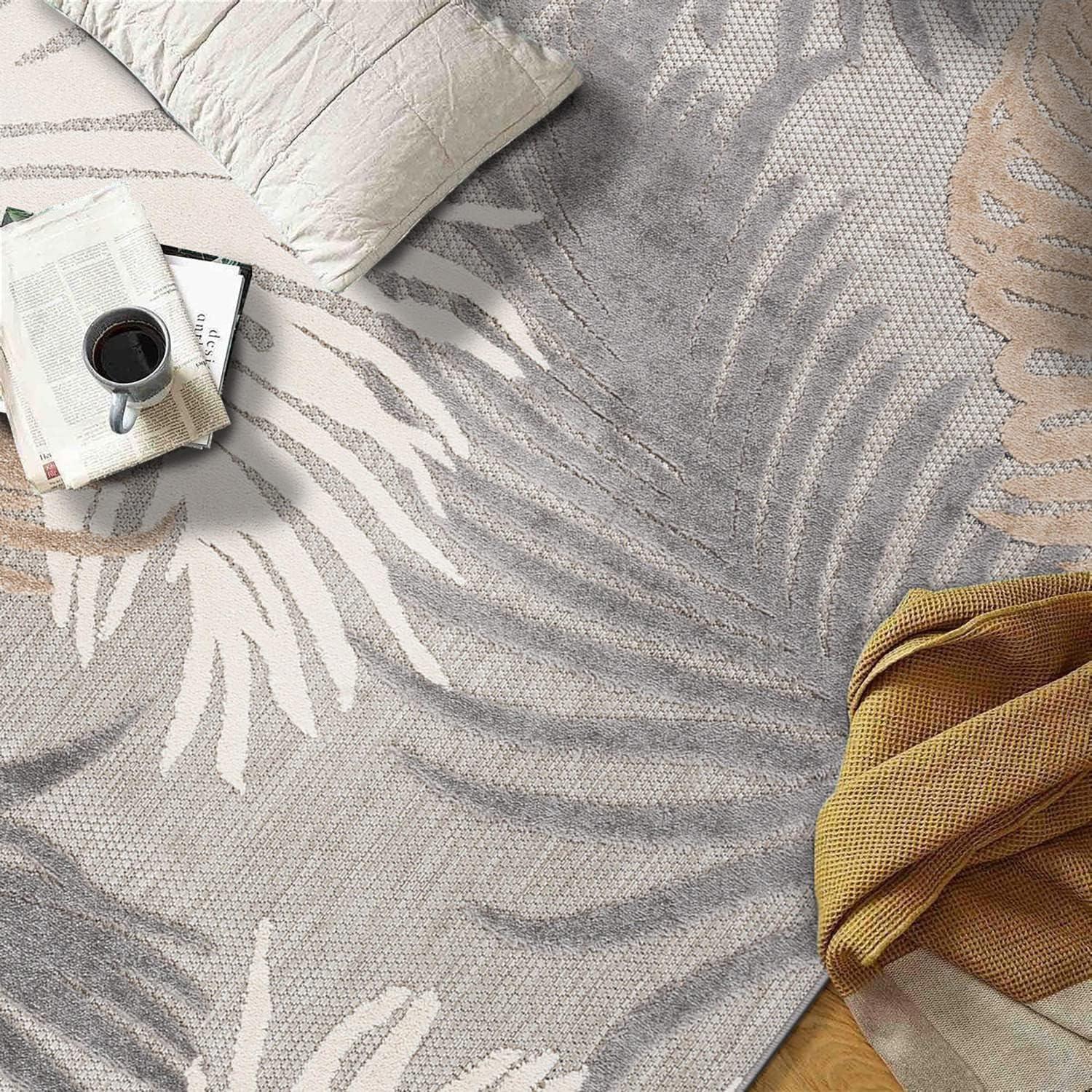 imageRugshop Navy Lucca Contemporary Floral IndoorOutdoor Area Rug Durable Polypropylene Weather Resistant Easy to Clean Perfect for Patio Backyard Deck and Outdoor Lounge 5 x 7Grey