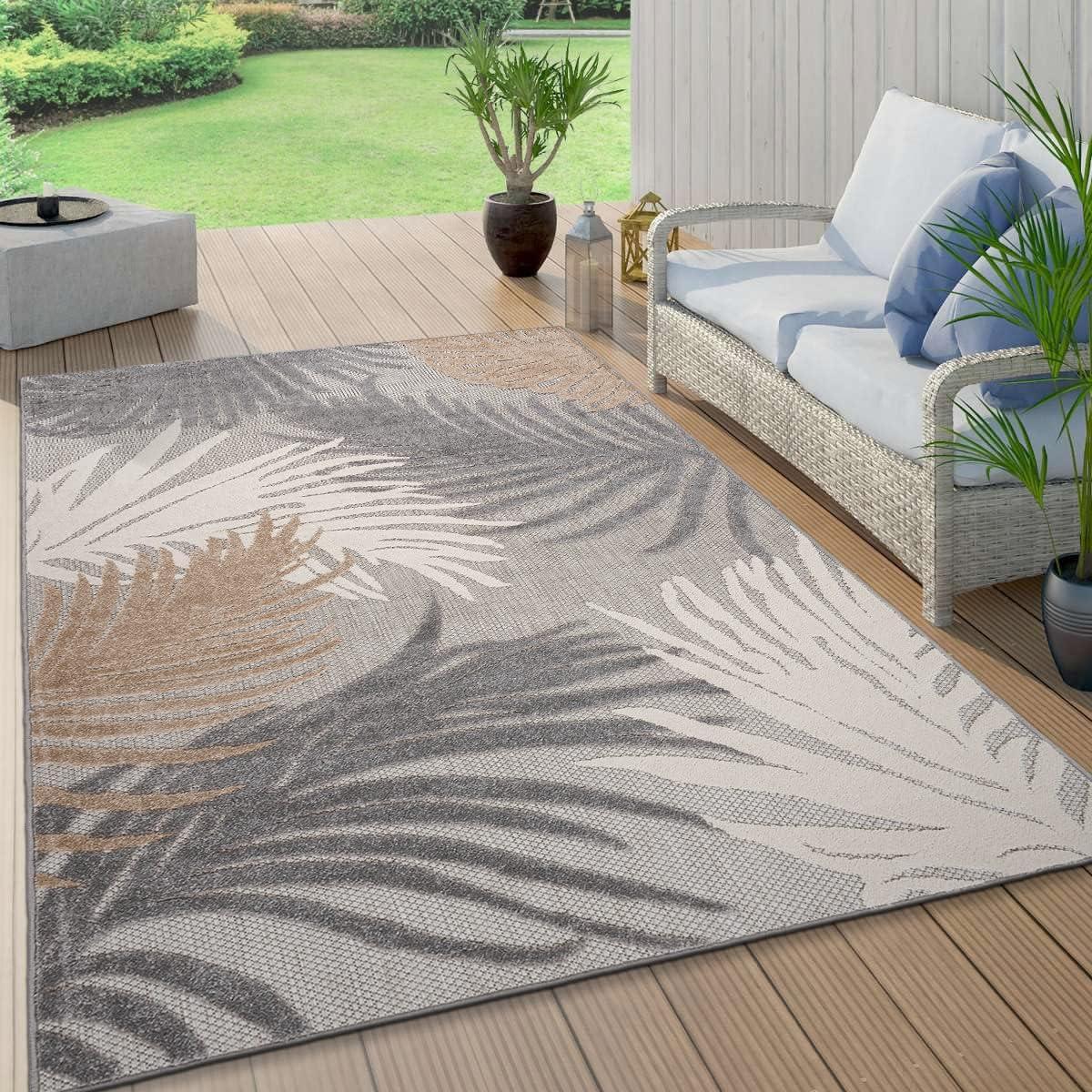 imageRugshop Navy Lucca Contemporary Floral IndoorOutdoor Area Rug Durable Polypropylene Weather Resistant Easy to Clean Perfect for Patio Backyard Deck and Outdoor Lounge 5 x 7Grey