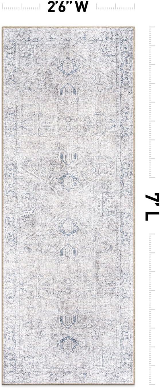 imageRugshop OceanBlue Transitional Vintage Bordered Area Rug  Machine Washable 5 X 7 for Living Room Bedroom and Home OfficeBlue