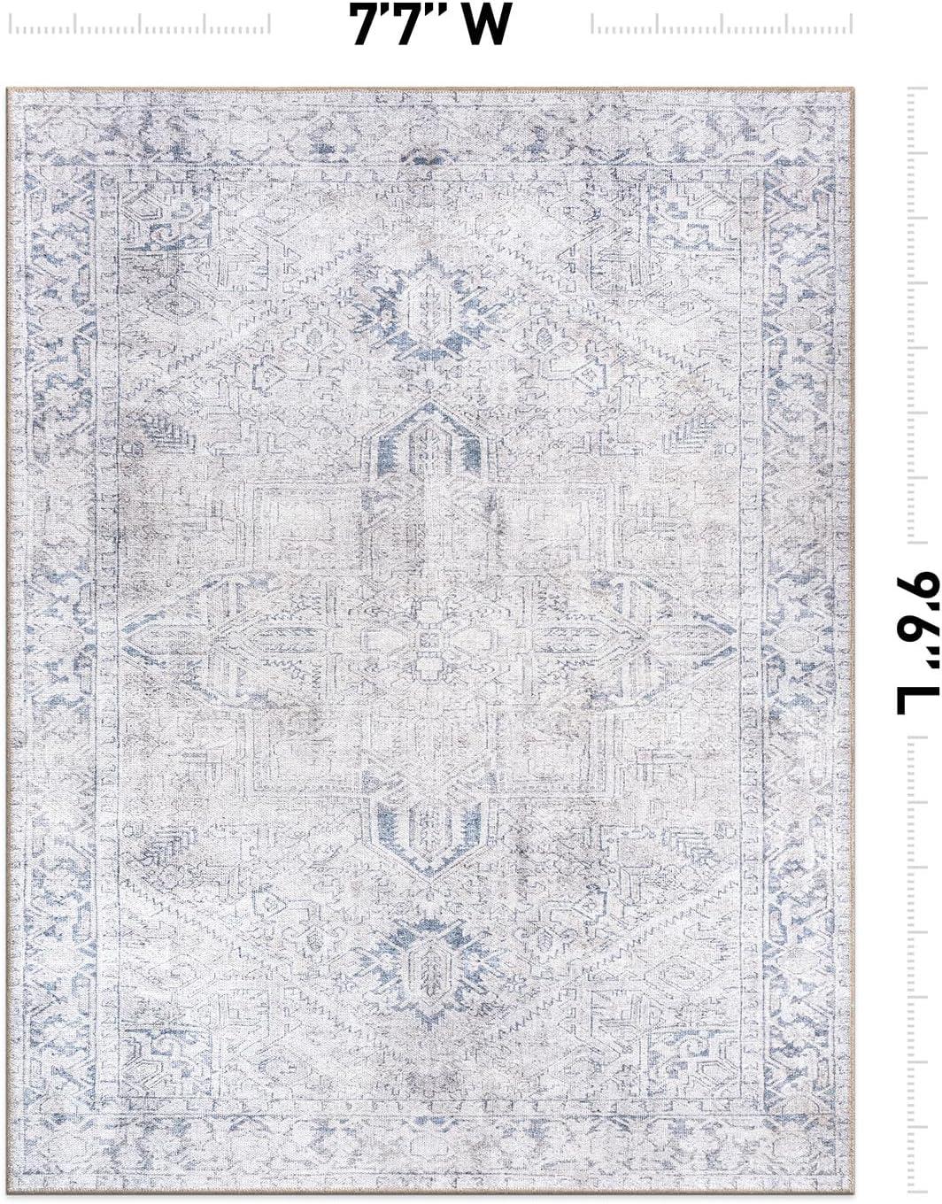 imageRugshop OceanBlue Transitional Vintage Bordered Area Rug  Machine Washable 5 X 7 for Living Room Bedroom and Home OfficeBlue
