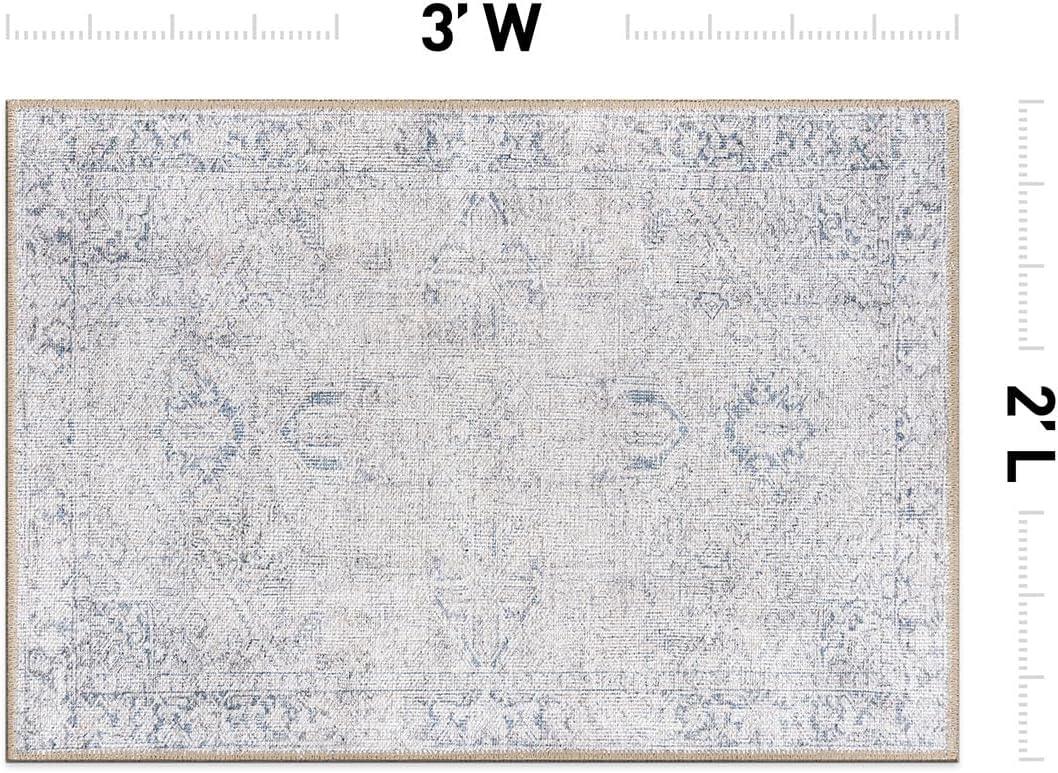 imageRugshop OceanBlue Transitional Vintage Bordered Area Rug  Machine Washable 5 X 7 for Living Room Bedroom and Home OfficeBlue
