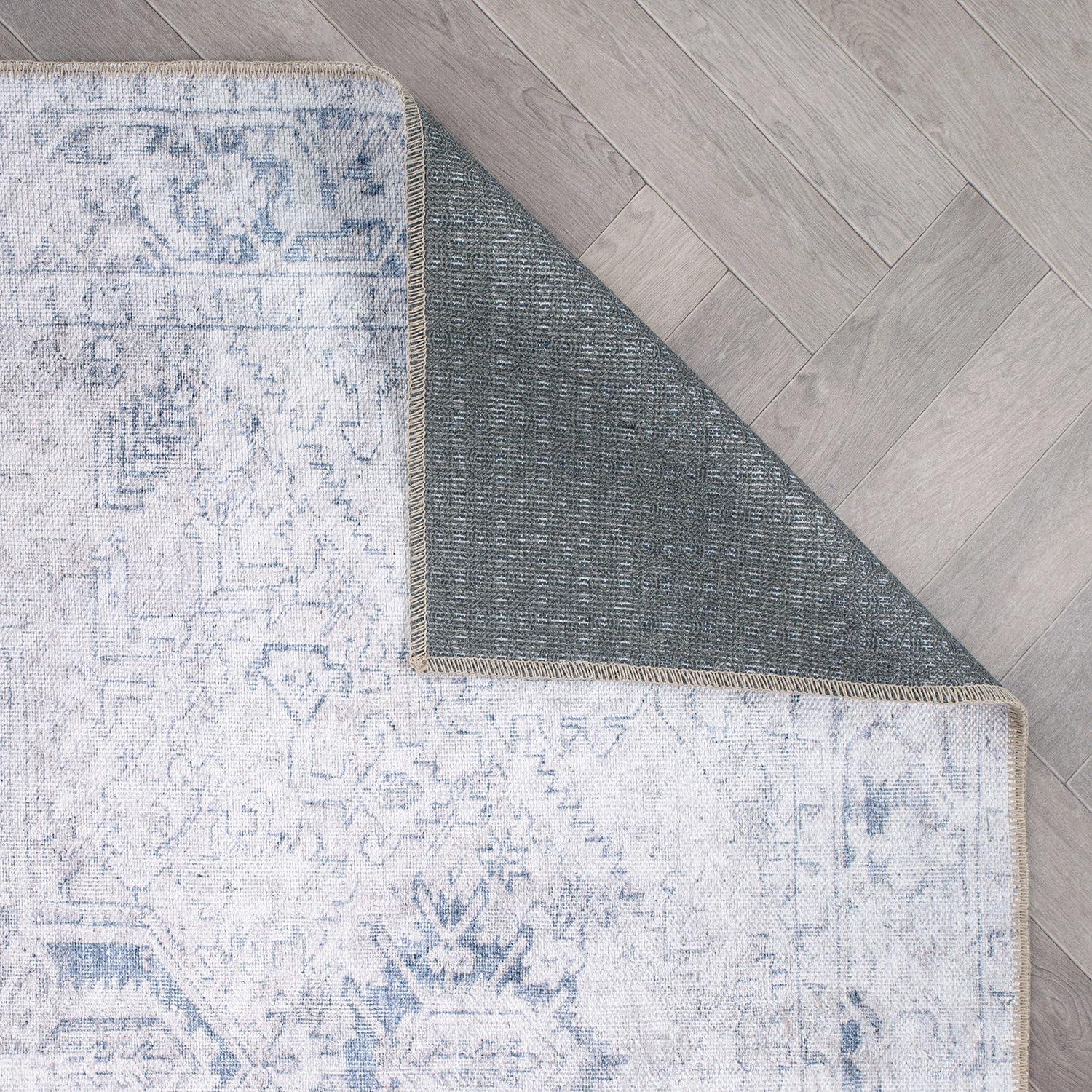 imageRugshop OceanBlue Transitional Vintage Bordered Area Rug  Machine Washable 5 X 7 for Living Room Bedroom and Home OfficeBlue