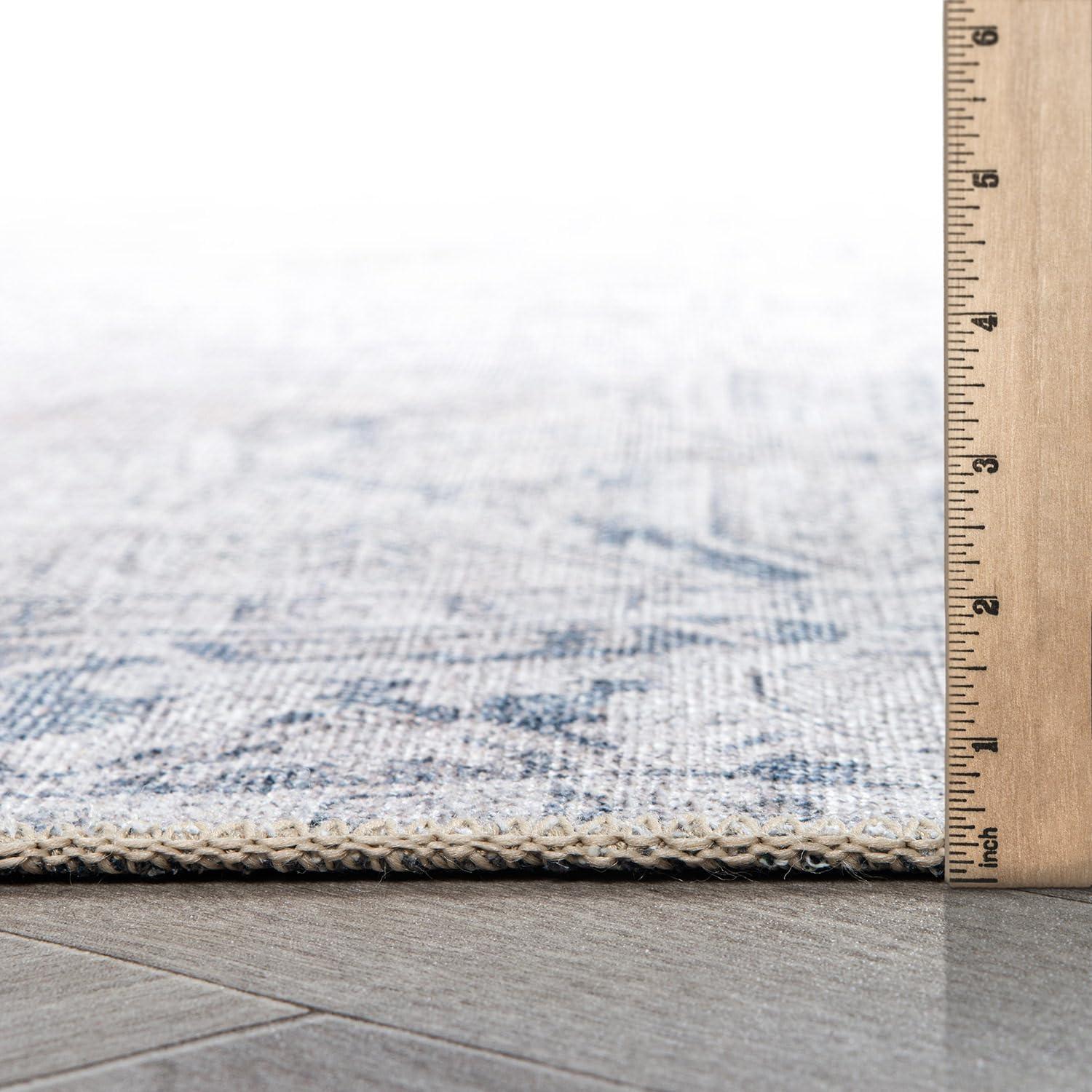 imageRugshop OceanBlue Transitional Vintage Bordered Area Rug  Machine Washable 5 X 7 for Living Room Bedroom and Home OfficeBlue