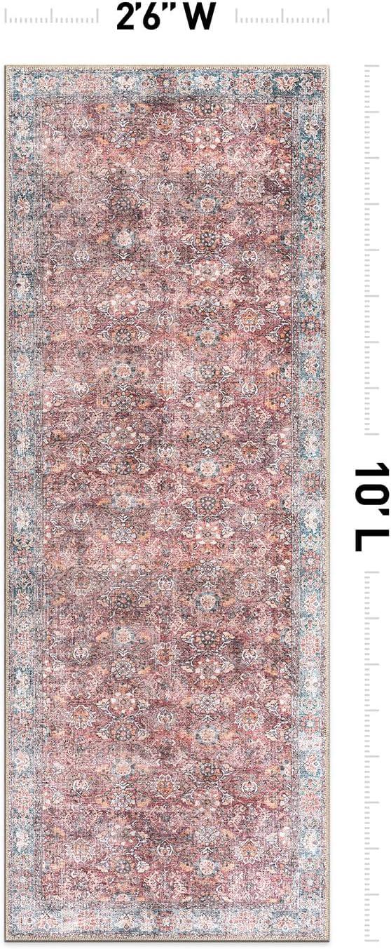 imageRugshop OceanBlue Transitional Vintage Bordered Area Rug Machine Washable 5 X 7 for Living Room Bedroom and Home OfficeMultiCherry