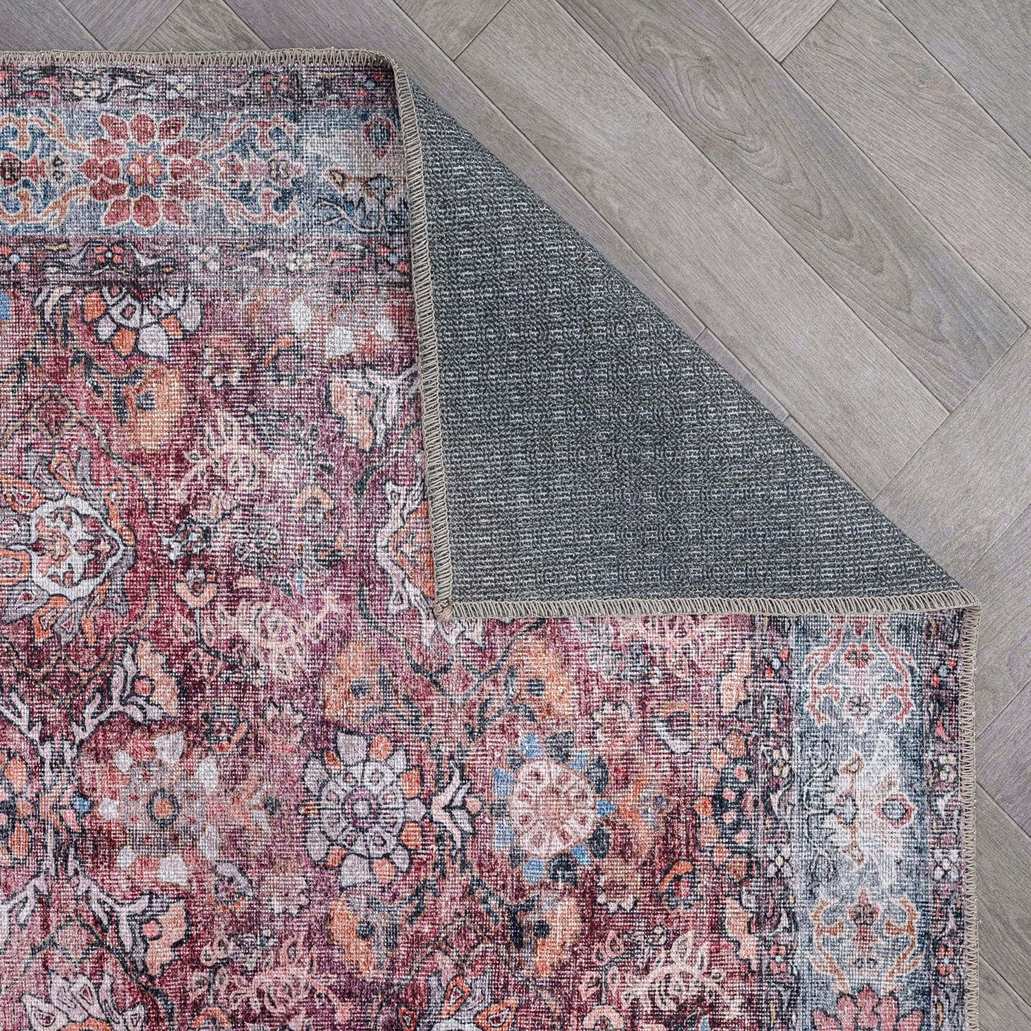 imageRugshop OceanBlue Transitional Vintage Bordered Area Rug Machine Washable 5 X 7 for Living Room Bedroom and Home OfficeMultiCherry