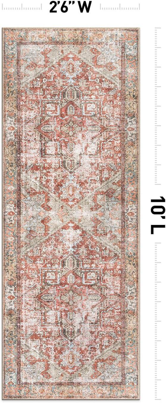 imageRugshop OceanBlue Transitional Vintage Bordered Area Rug Machine Washable 5 X 7 for Living Room Bedroom and Home OfficeMultiRed