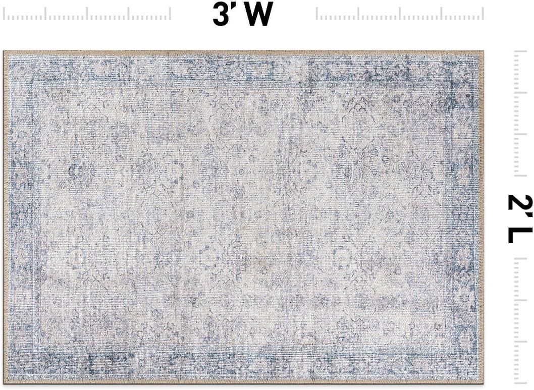 imageRugshop OceanBlue Transitional Vintage Bordered Area Rug  Machine Washable 5 X 7 for Living Room Bedroom and Home OfficeOceanBlue