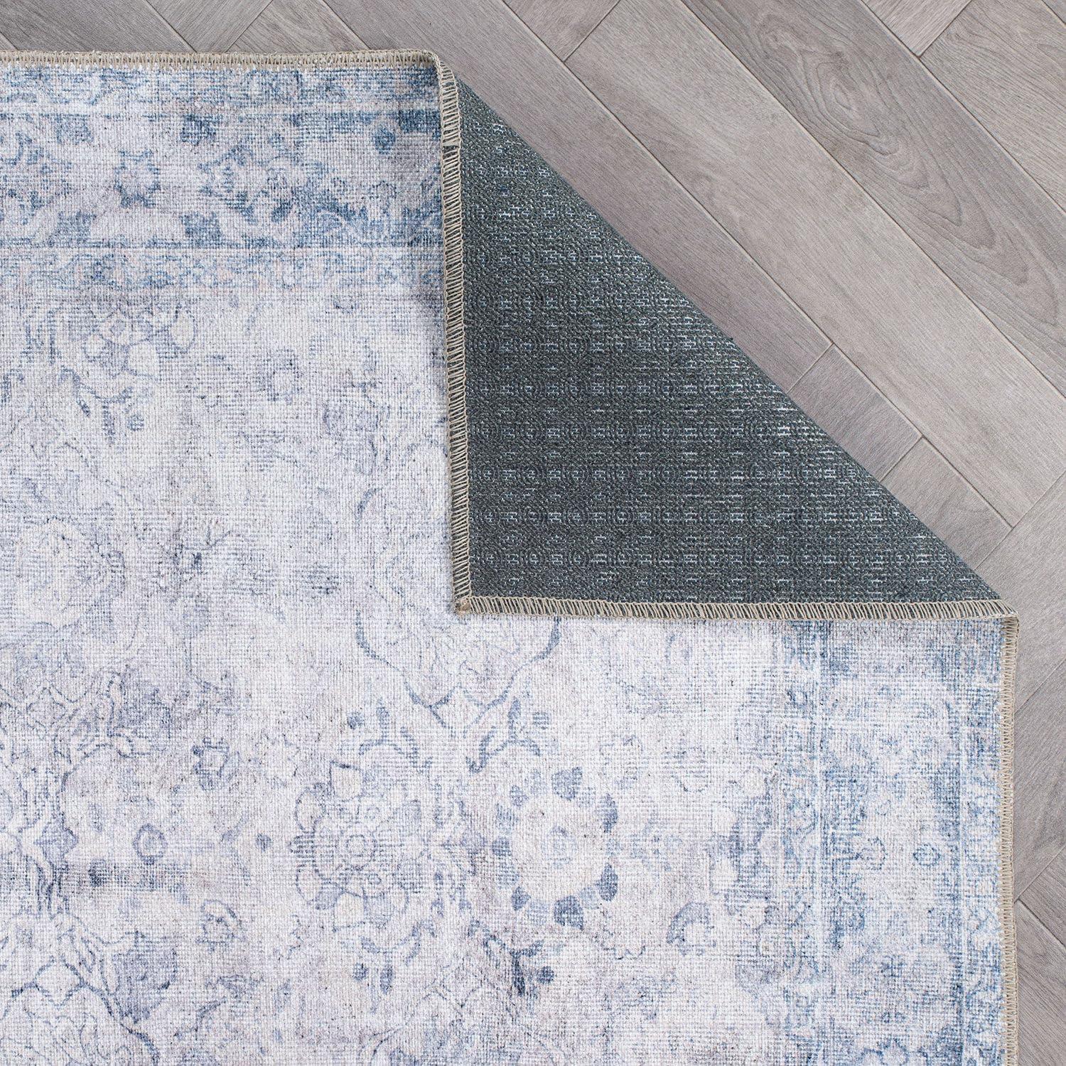 imageRugshop OceanBlue Transitional Vintage Bordered Area Rug  Machine Washable 5 X 7 for Living Room Bedroom and Home OfficeOceanBlue