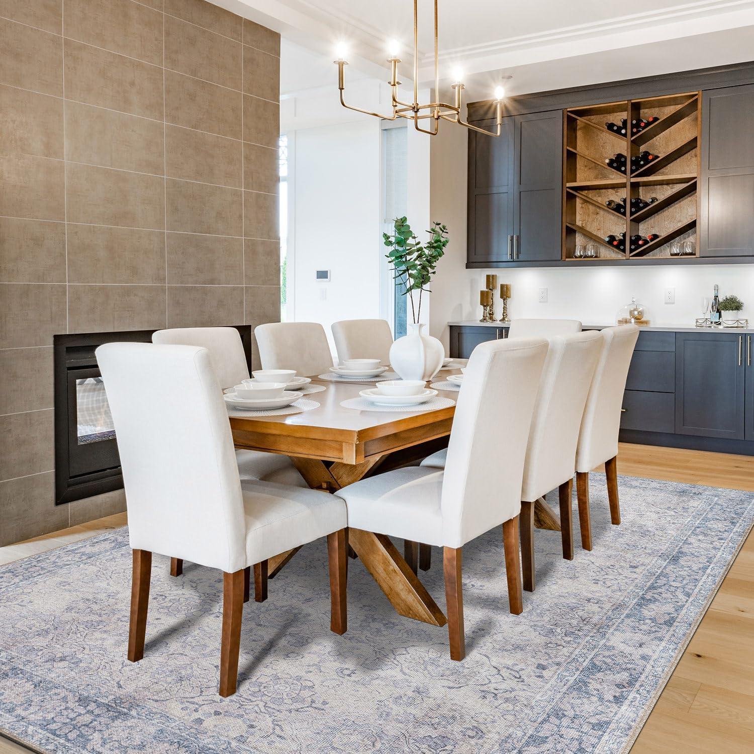 imageRugshop OceanBlue Transitional Vintage Bordered Area Rug  Machine Washable 5 X 7 for Living Room Bedroom and Home OfficeOceanBlue