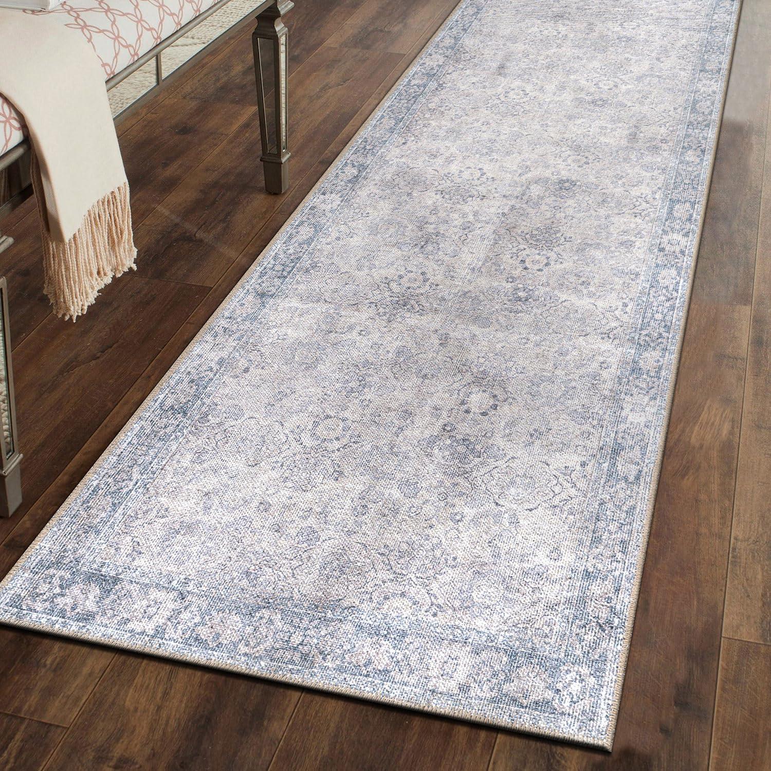 imageRugshop OceanBlue Transitional Vintage Bordered Area Rug  Machine Washable 5 X 7 for Living Room Bedroom and Home OfficeOceanBlue