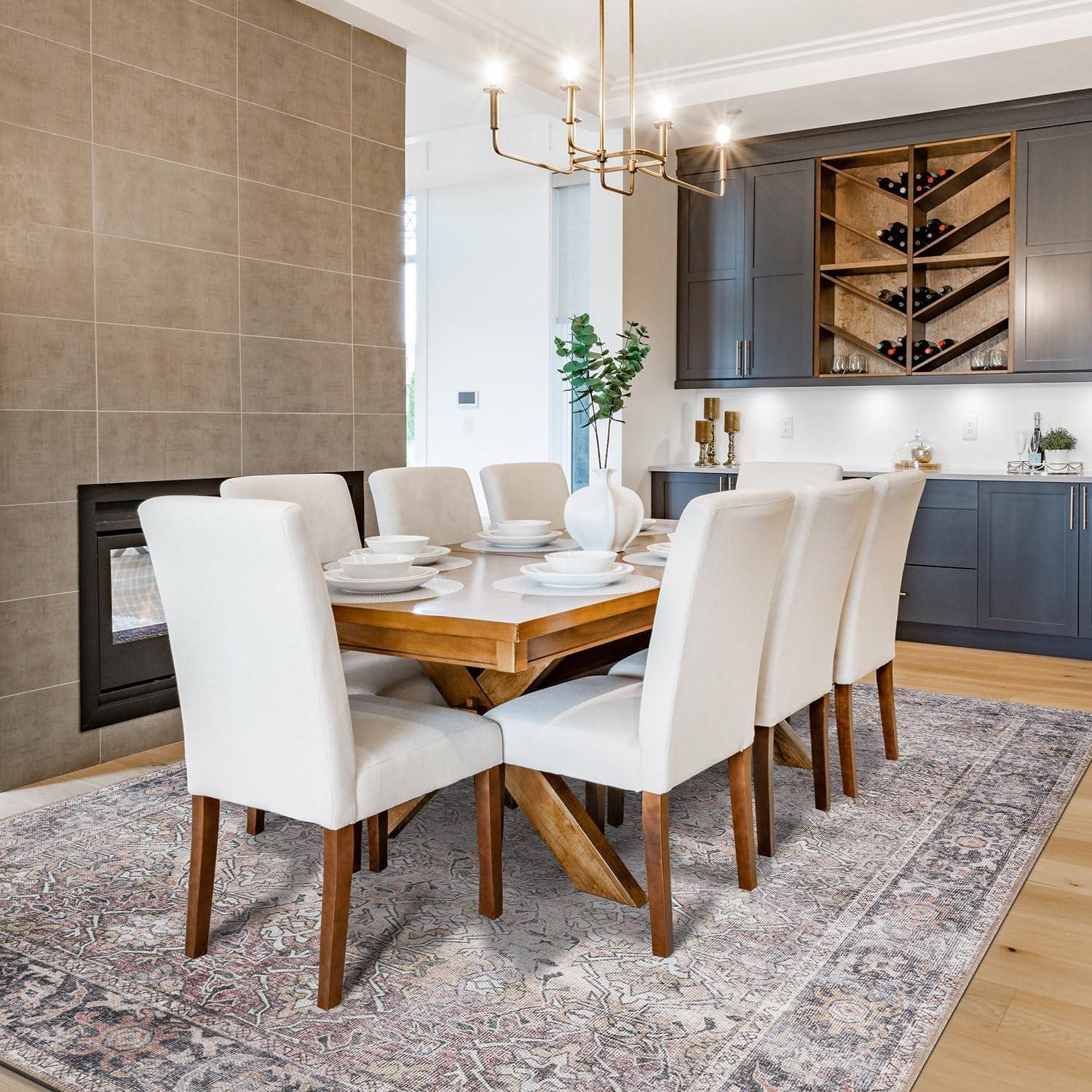 imageRugshop OceanBlue Transitional Vintage Bordered Area Rug  Machine Washable 5 X 7 for Living Room Bedroom and Home OfficeOlive