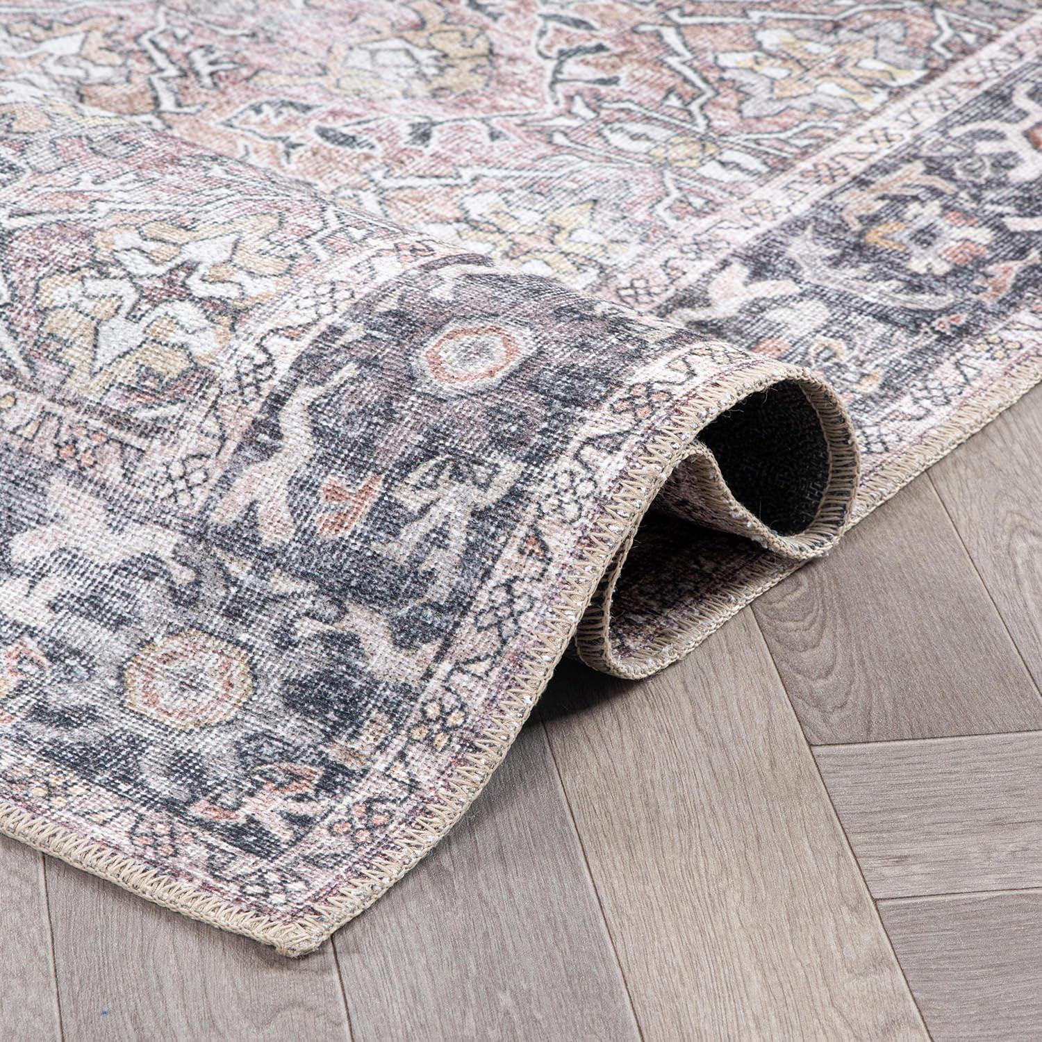 imageRugshop OceanBlue Transitional Vintage Bordered Area Rug  Machine Washable 5 X 7 for Living Room Bedroom and Home OfficeOlive