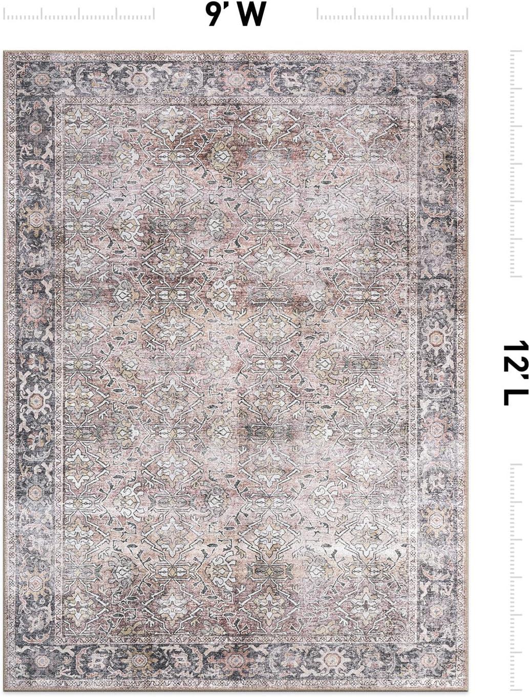 imageRugshop OceanBlue Transitional Vintage Bordered Area Rug  Machine Washable 5 X 7 for Living Room Bedroom and Home OfficeOlive