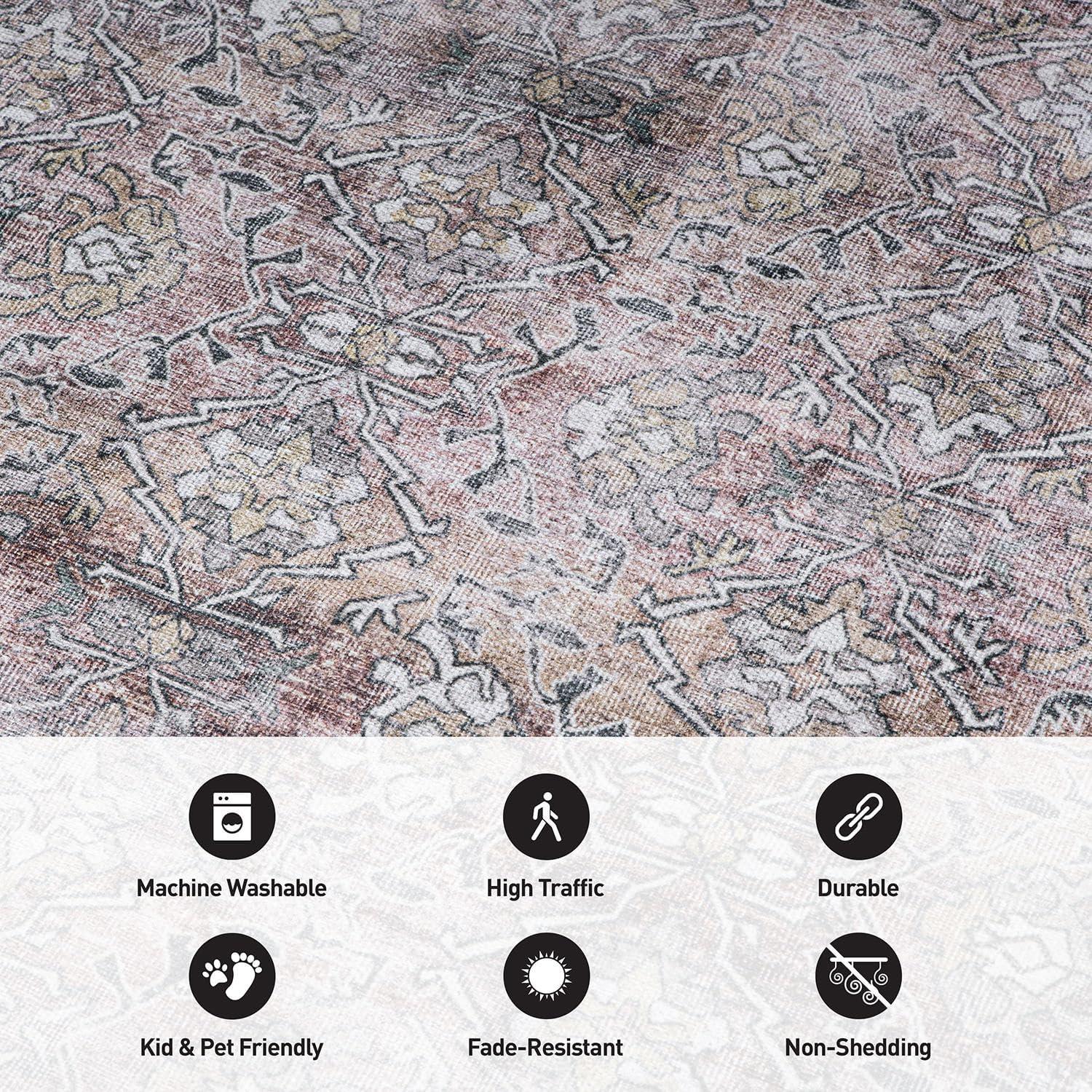 imageRugshop OceanBlue Transitional Vintage Bordered Area Rug  Machine Washable 5 X 7 for Living Room Bedroom and Home OfficeOlive