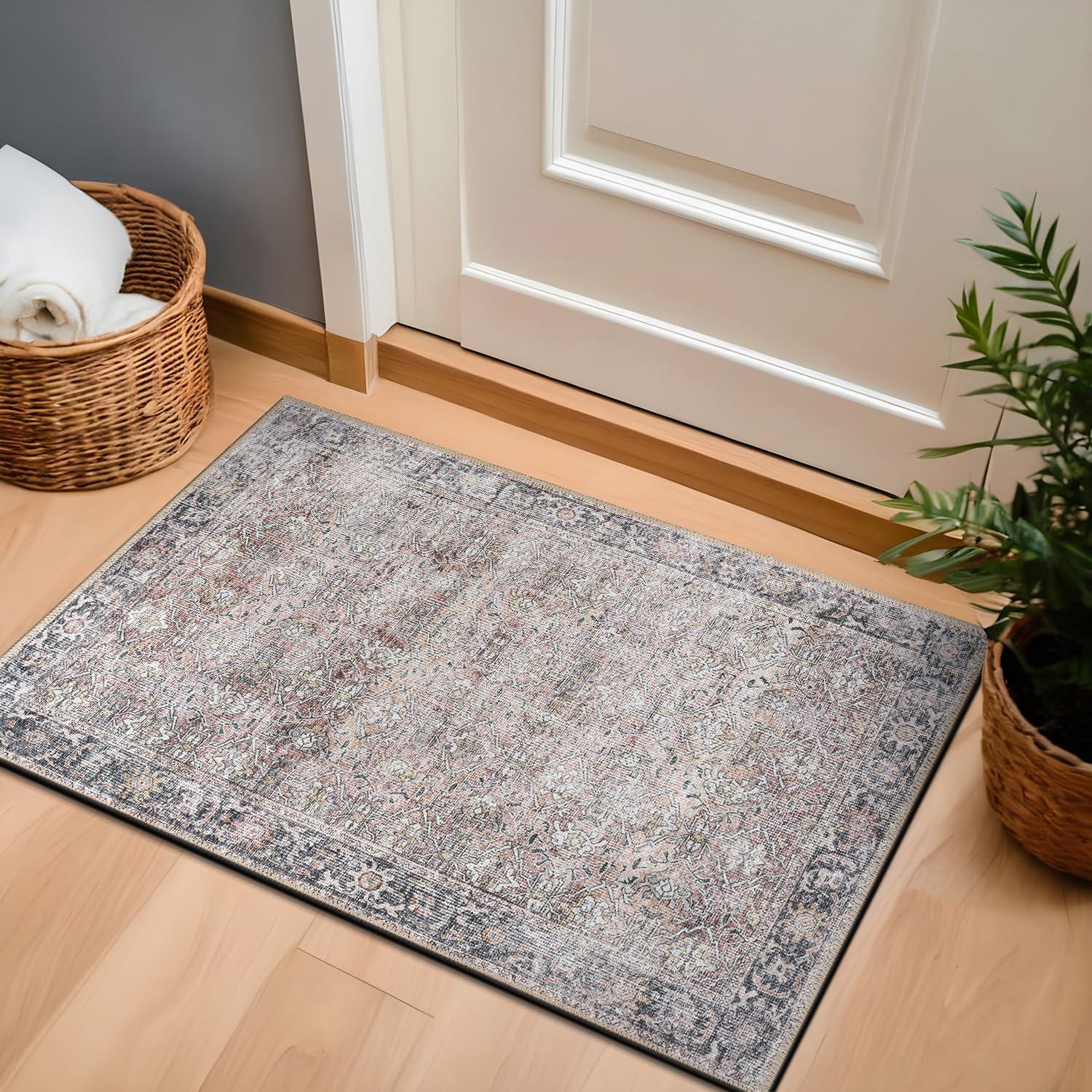 imageRugshop OceanBlue Transitional Vintage Bordered Area Rug  Machine Washable 5 X 7 for Living Room Bedroom and Home OfficeOlive