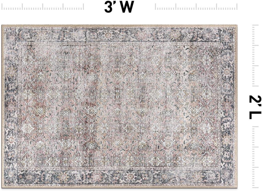 imageRugshop OceanBlue Transitional Vintage Bordered Area Rug  Machine Washable 5 X 7 for Living Room Bedroom and Home OfficeOlive