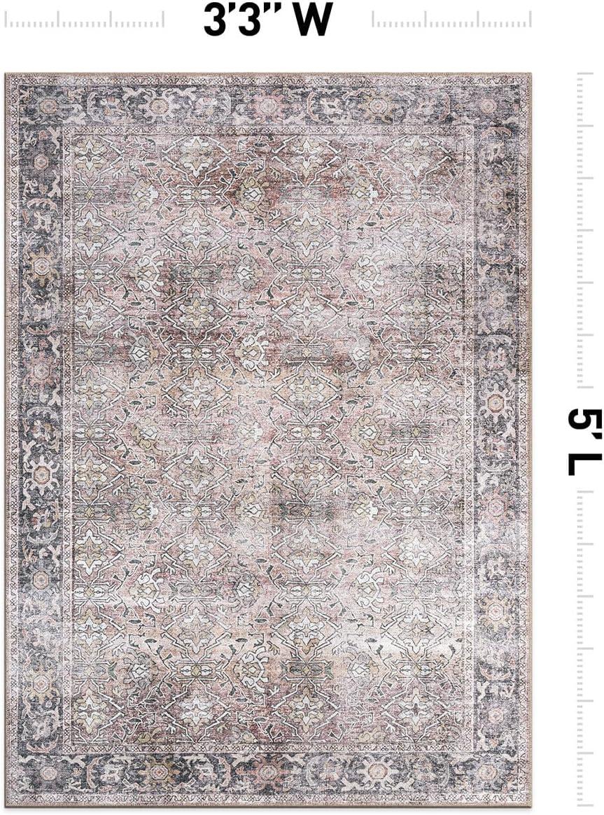 imageRugshop OceanBlue Transitional Vintage Bordered Area Rug  Machine Washable 5 X 7 for Living Room Bedroom and Home OfficeOlive