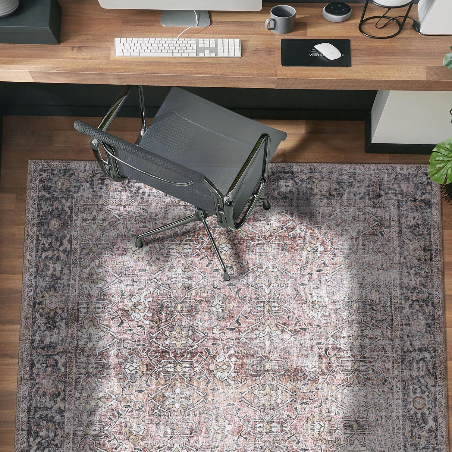 imageRugshop OceanBlue Transitional Vintage Bordered Area Rug  Machine Washable 5 X 7 for Living Room Bedroom and Home OfficeOlive