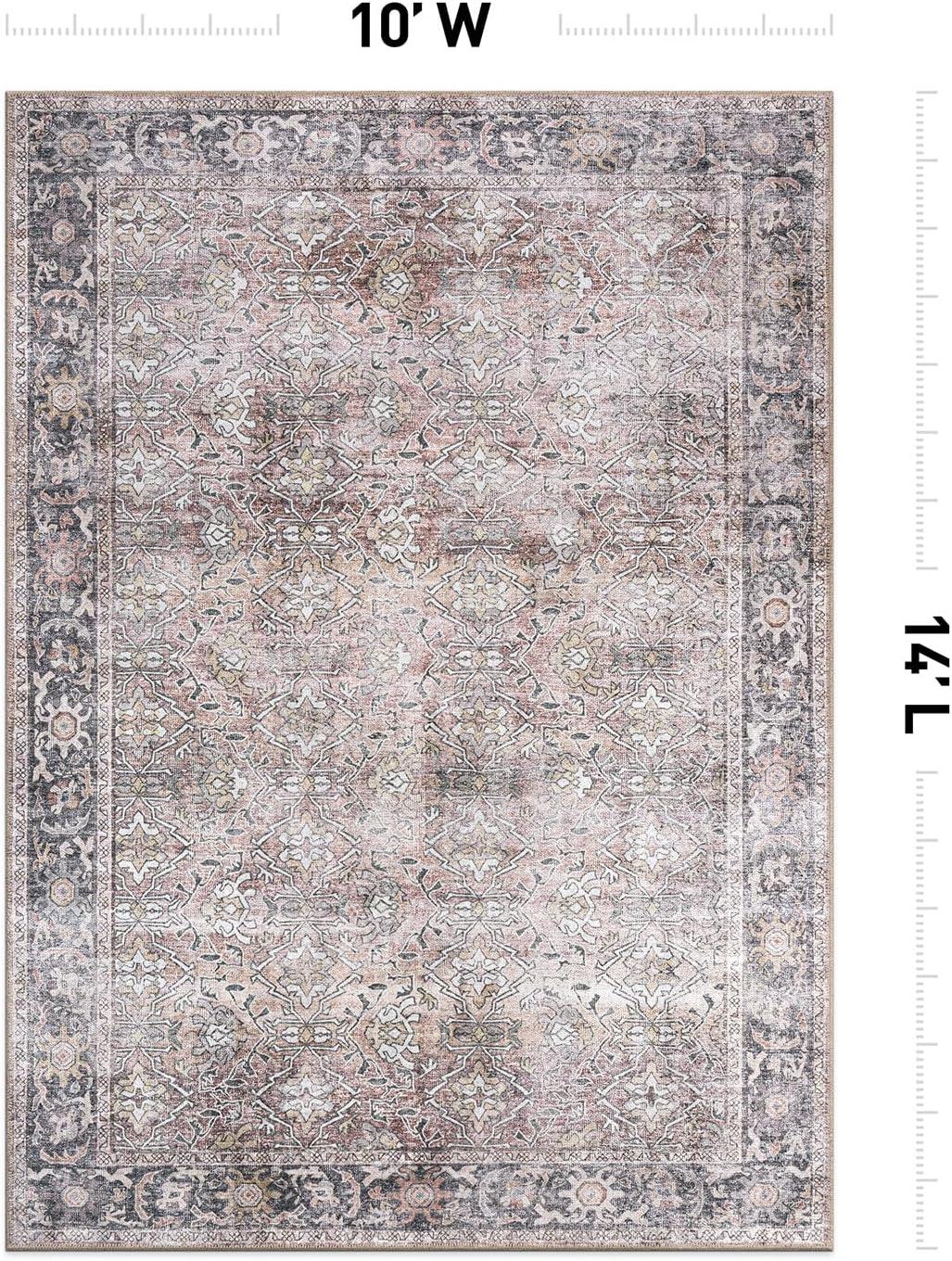 imageRugshop OceanBlue Transitional Vintage Bordered Area Rug  Machine Washable 5 X 7 for Living Room Bedroom and Home OfficeOlive