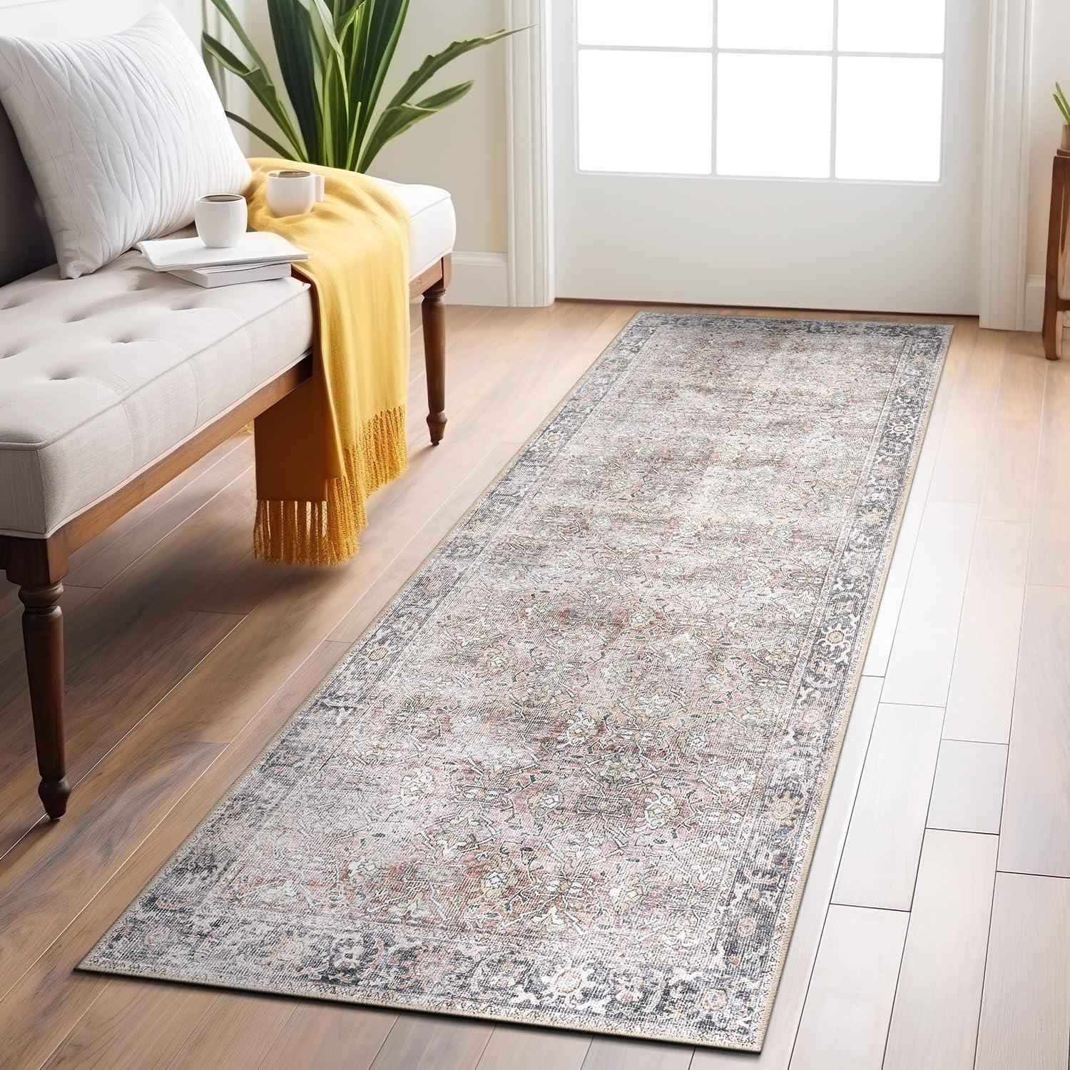imageRugshop OceanBlue Transitional Vintage Bordered Area Rug  Machine Washable 5 X 7 for Living Room Bedroom and Home OfficeOlive