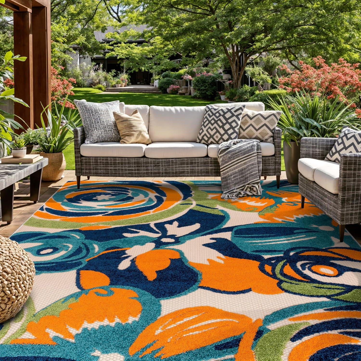 imageRugshop Ravenna Modern Large Floral Flowers IndoorOutdoor Area Rug 5 x 7 MultiMulti Color