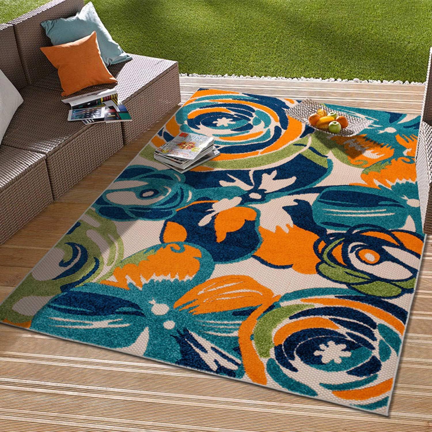 imageRugshop Ravenna Modern Large Floral Flowers IndoorOutdoor Area Rug 5 x 7 MultiMulti Color
