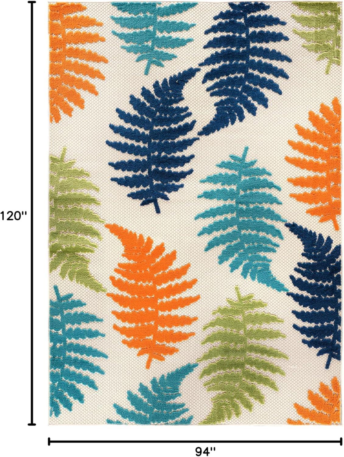imageRugshop Seville Floral Leaves NonShedding Patio Deck Backyard IndoorOutdoor Area Rug 5 x 7 BlueMulti Color