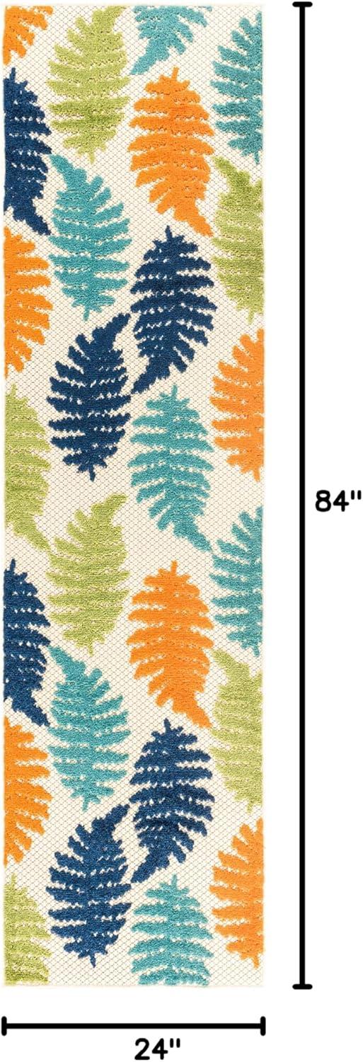 imageRugshop Seville Floral Leaves NonShedding Patio Deck Backyard IndoorOutdoor Area Rug 5 x 7 BlueMulti Color