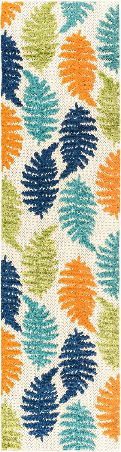 imageRugshop Seville Floral Leaves NonShedding Patio Deck Backyard IndoorOutdoor Area Rug 5 x 7 BlueMulti Color