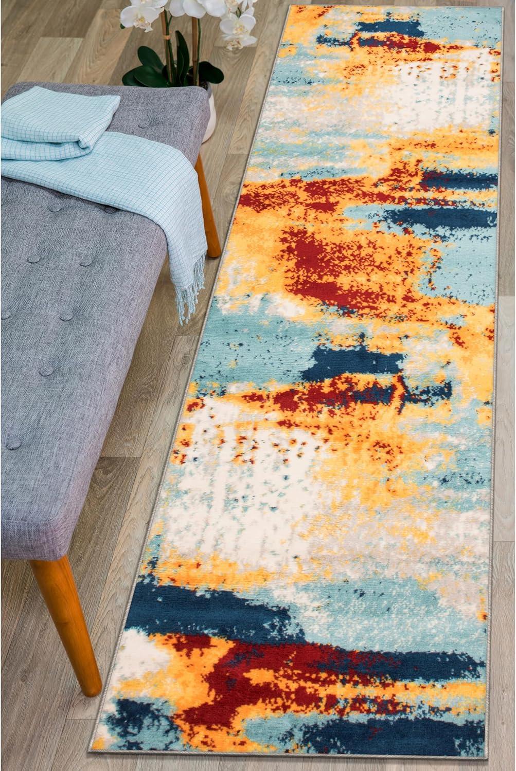imageRugshop Sky Collection Abstract Area Rug NonShedding Carpet for Living RoomBedroom or Dining Room 5 x 7Multi Color