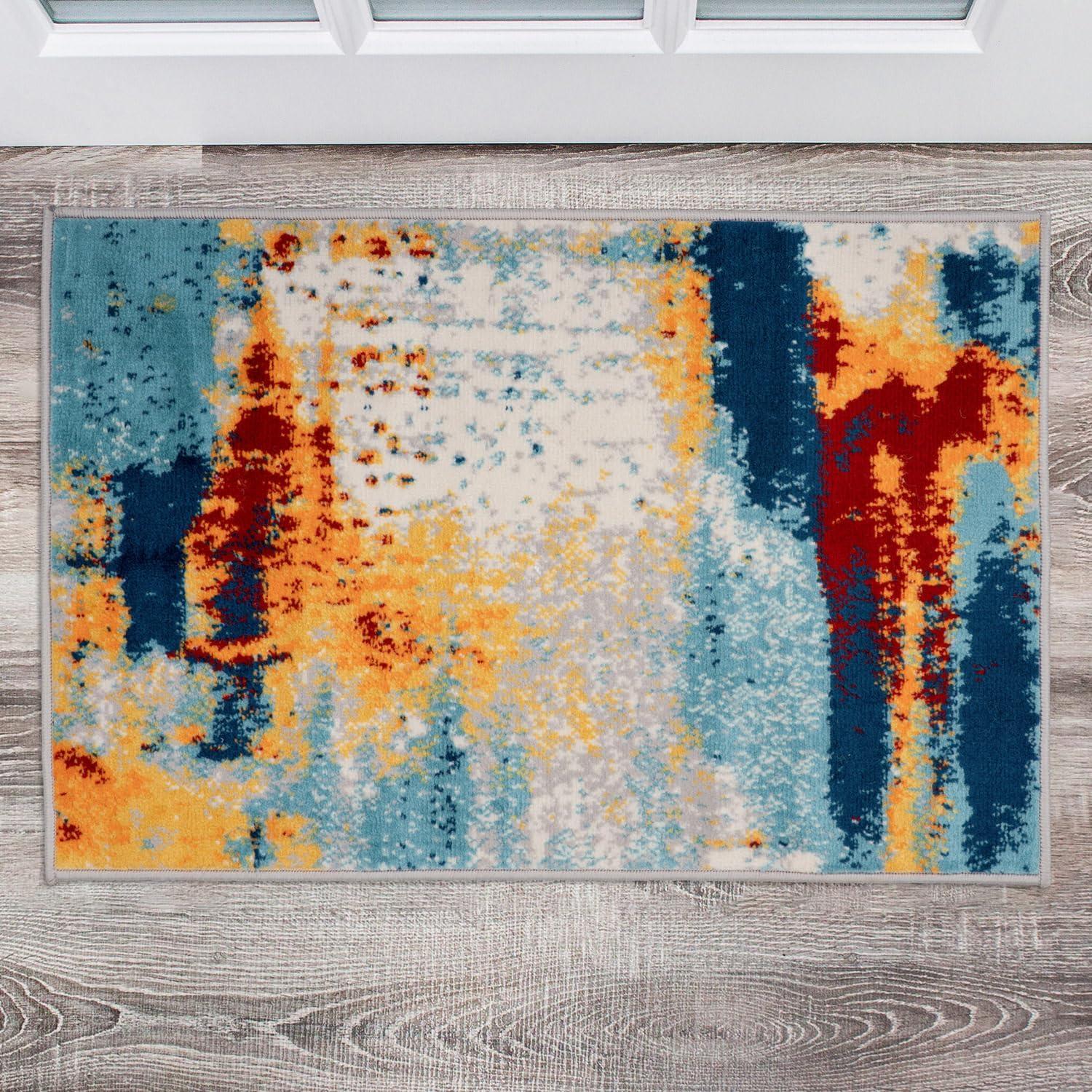 imageRugshop Sky Collection Abstract Area Rug NonShedding Carpet for Living RoomBedroom or Dining Room 5 x 7Multi Color