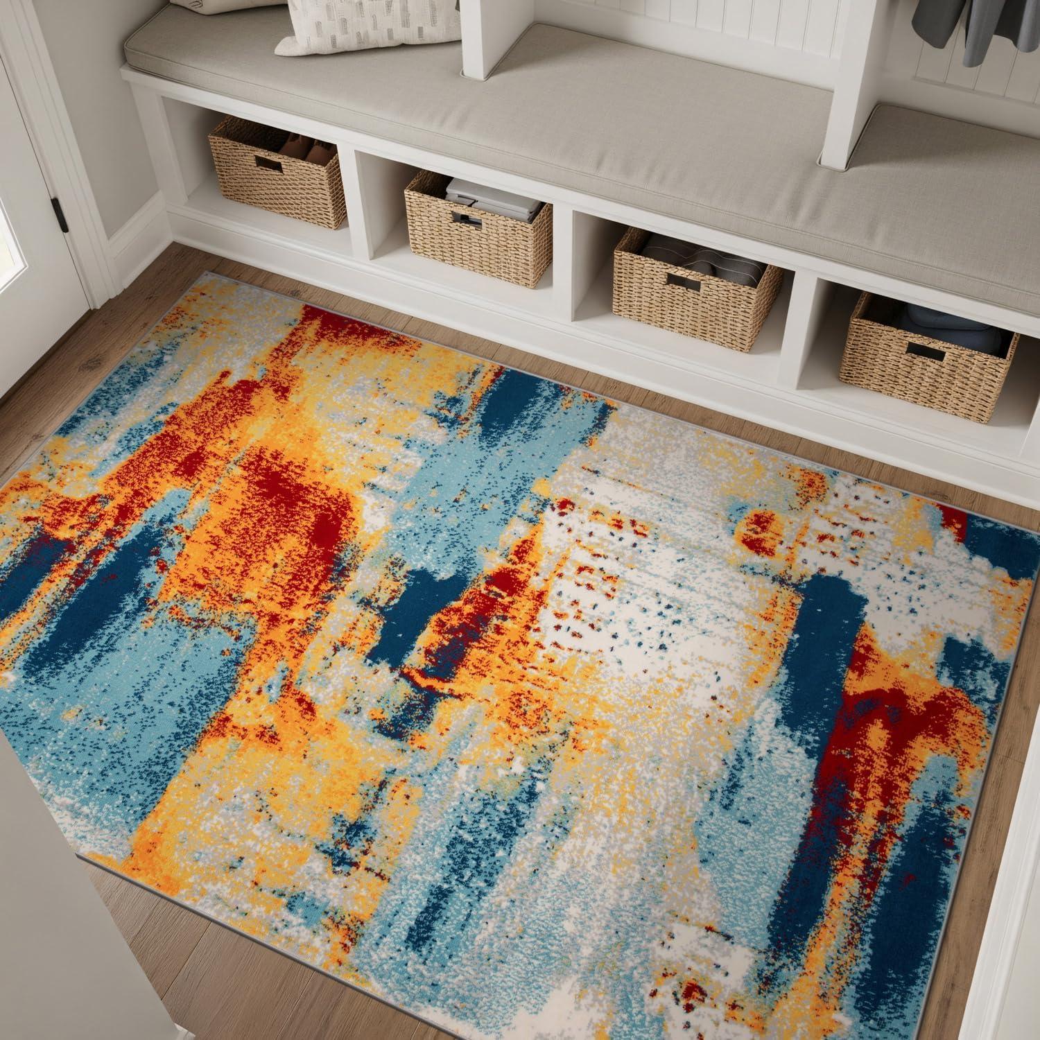imageRugshop Sky Collection Abstract Area Rug NonShedding Carpet for Living RoomBedroom or Dining Room 5 x 7Multi Color