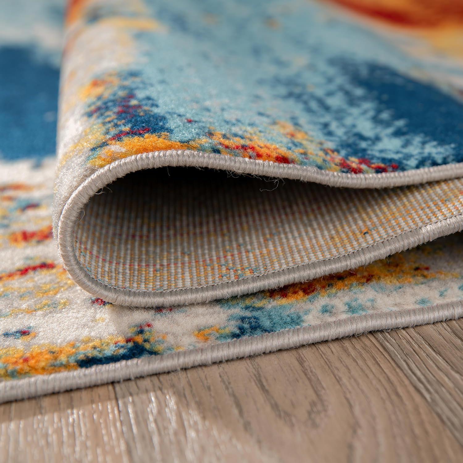 imageRugshop Sky Collection Abstract Area Rug NonShedding Carpet for Living RoomBedroom or Dining Room 5 x 7Multi Color