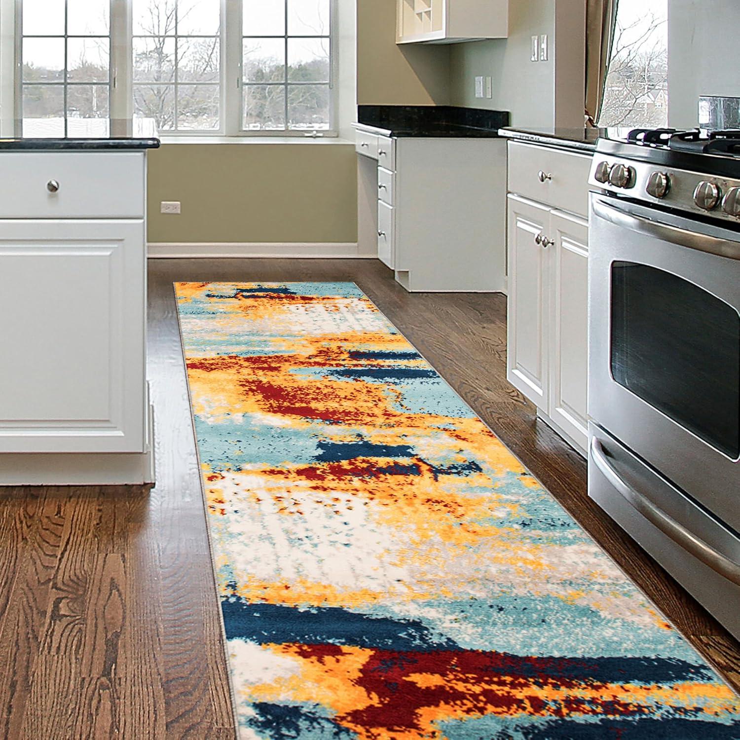 imageRugshop Sky Collection Abstract Area Rug NonShedding Carpet for Living RoomBedroom or Dining Room 5 x 7Multi Color