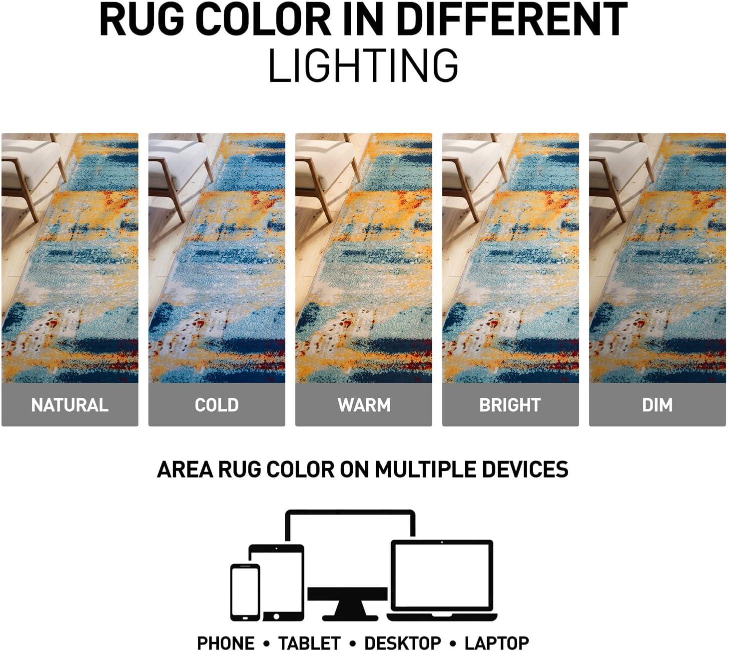 imageRugshop Sky Collection Abstract Area Rug NonShedding Carpet for Living RoomBedroom or Dining Room 5 x 7Multi Color