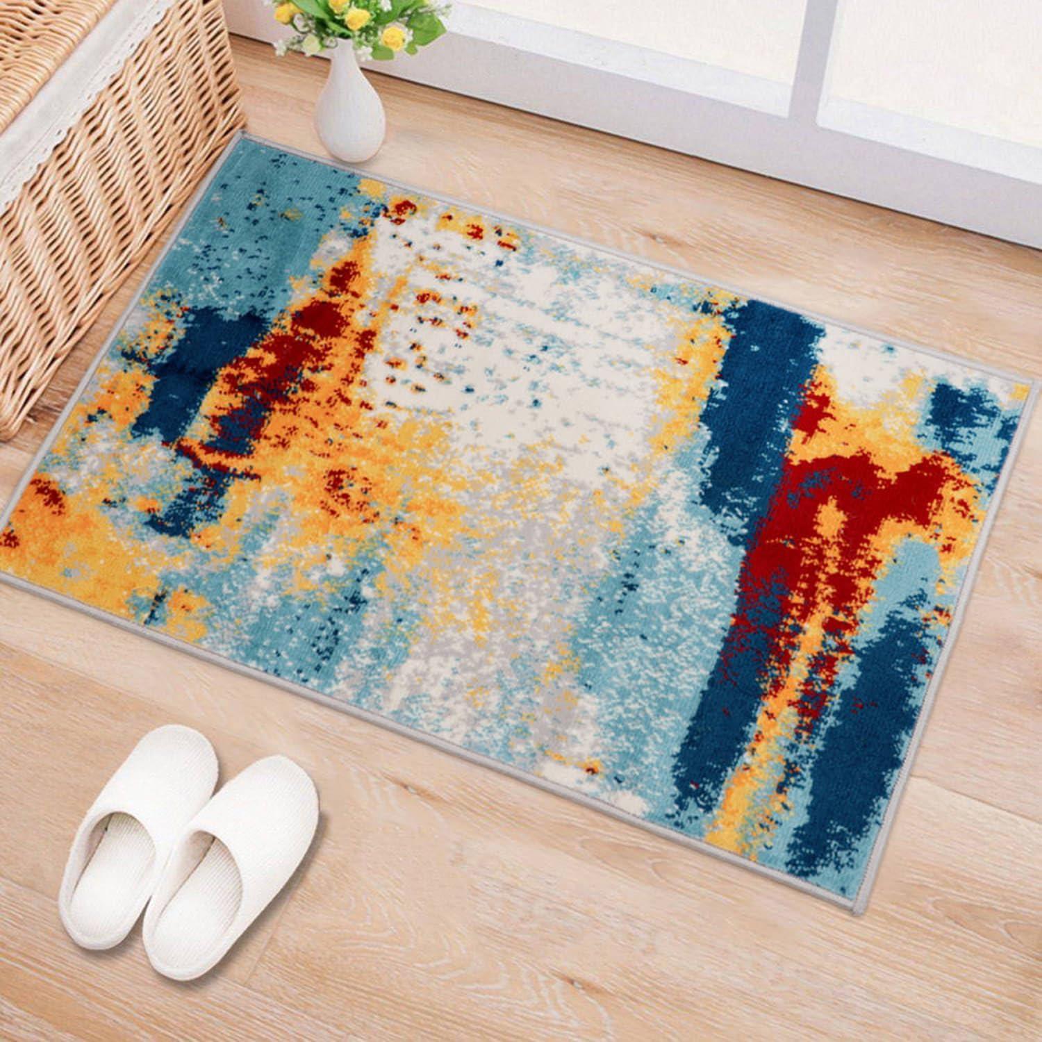 imageRugshop Sky Collection Abstract Area Rug NonShedding Carpet for Living RoomBedroom or Dining Room 5 x 7Multi Color
