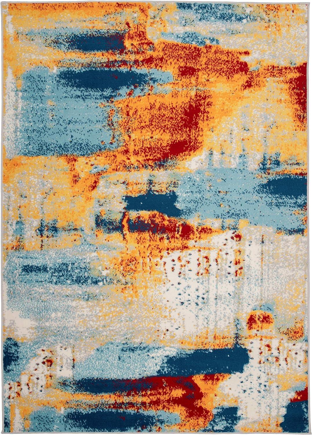 imageRugshop Sky Collection Abstract Area Rug NonShedding Carpet for Living RoomBedroom or Dining Room 5 x 7Multi Color