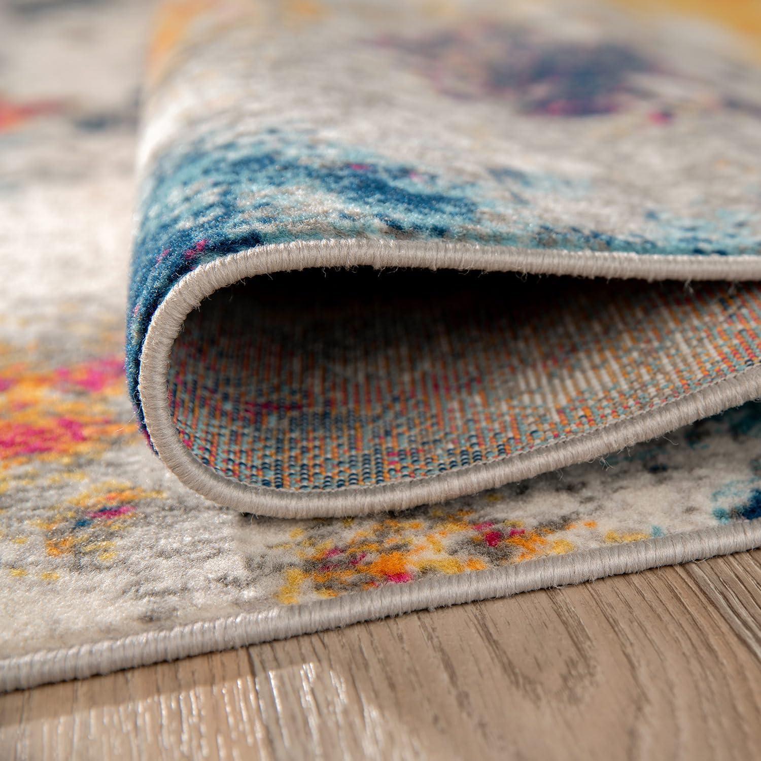 imageRugshop Sky Collection Modern Abstract Oval Area Rug 5 x 7 MultiMulti Color