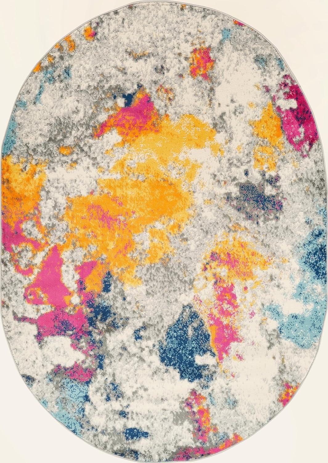 imageRugshop Sky Collection Modern Abstract Oval Area Rug 5 x 7 MultiMulti Color