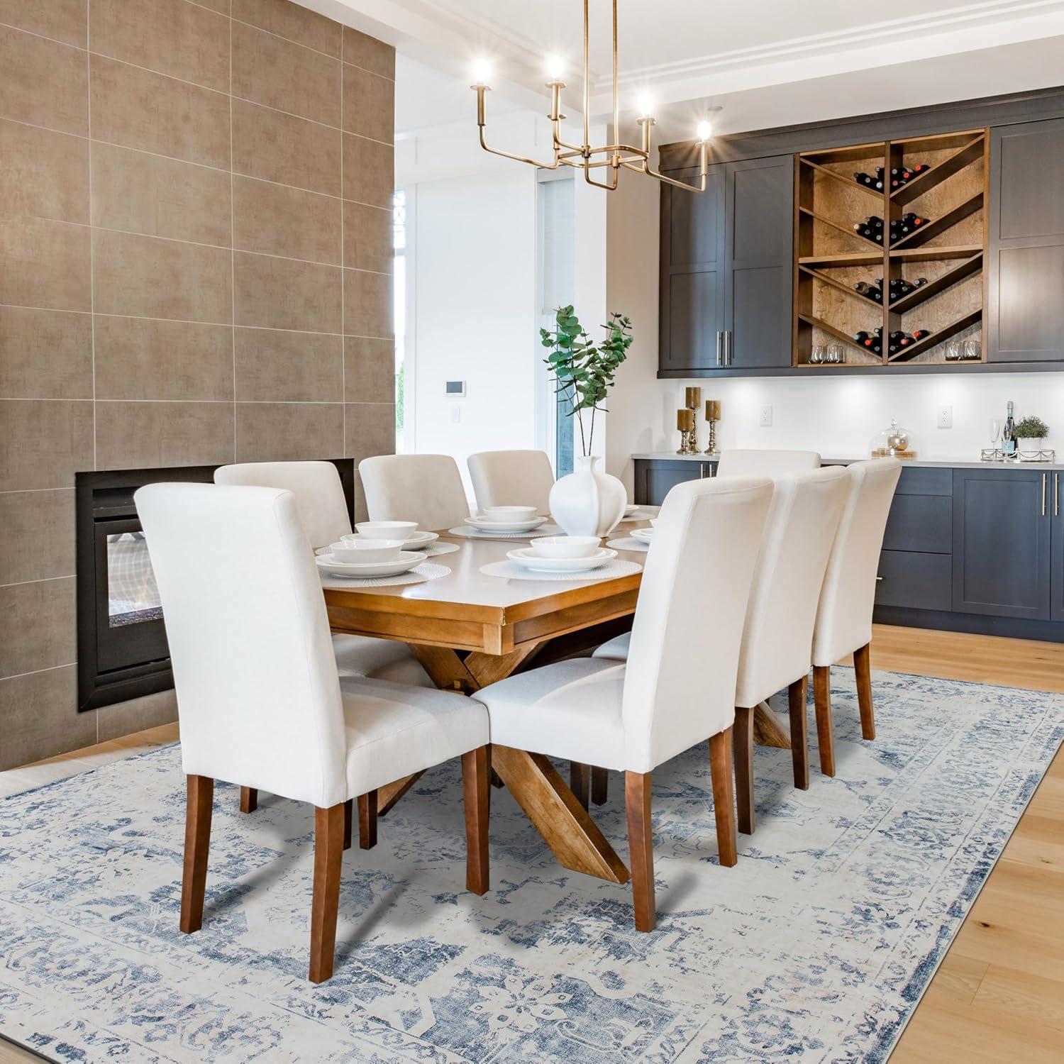 imageRugshop Traditional Vintage Distressed Washable Non Slip Area Rug 5 x 7 BlueBlue