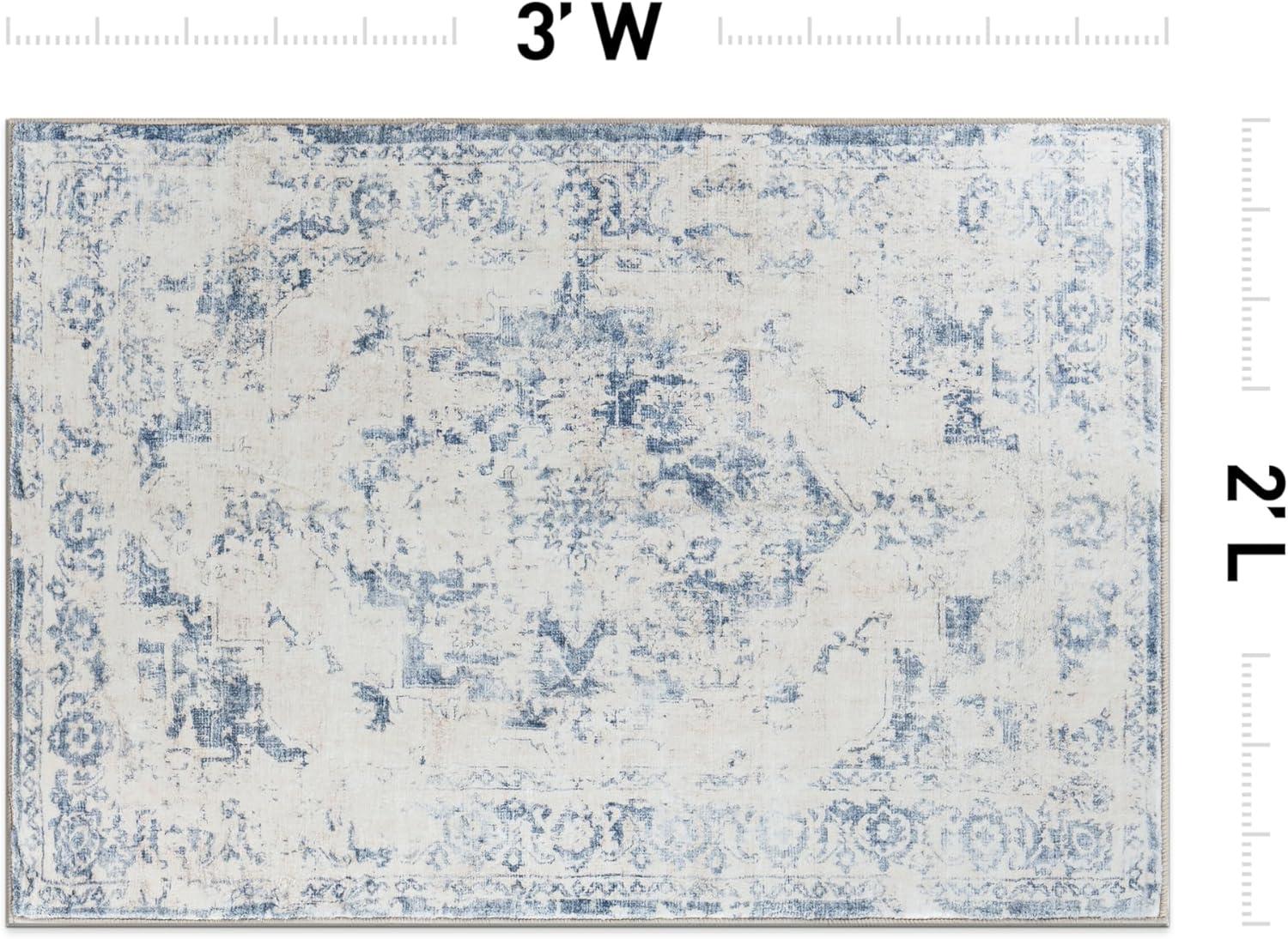 imageRugshop Traditional Vintage Distressed Washable Non Slip Area Rug 5 x 7 BlueBlue