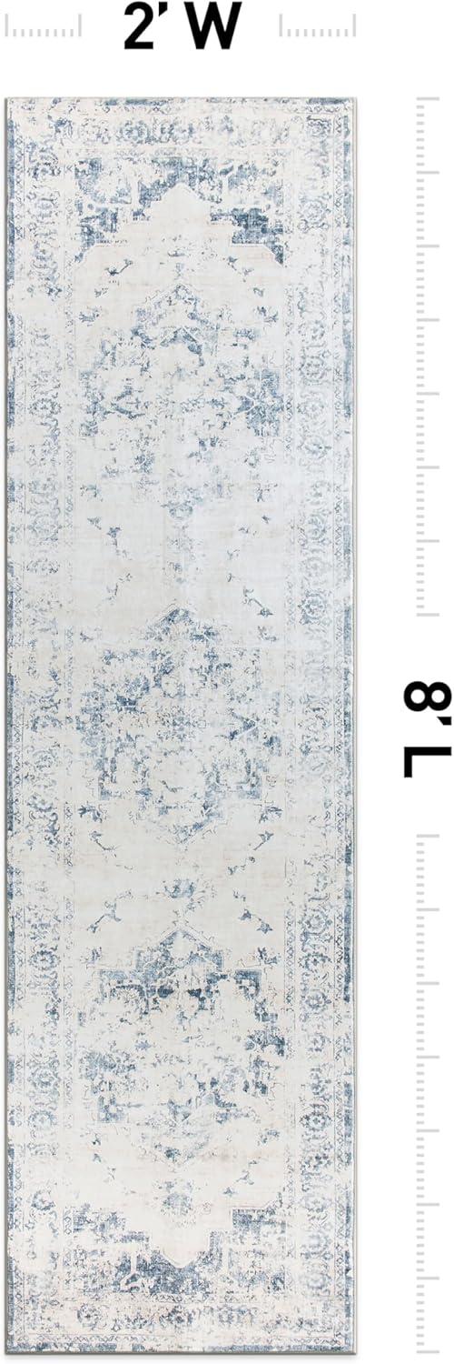 imageRugshop Traditional Vintage Distressed Washable Non Slip Area Rug 5 x 7 BlueBlue
