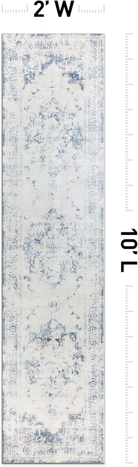 imageRugshop Traditional Vintage Distressed Washable Non Slip Area Rug 5 x 7 BlueBlue