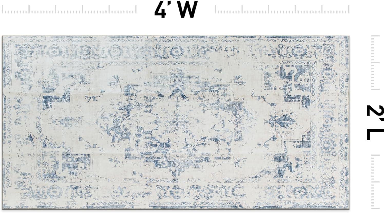 imageRugshop Traditional Vintage Distressed Washable Non Slip Area Rug 5 x 7 BlueBlue
