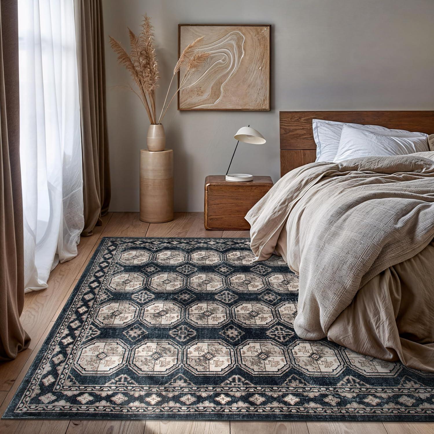 imageRugshop Transitional Moroccan Washable Non Slip Area Rug 5 x 7 AnthraciteAnthracite